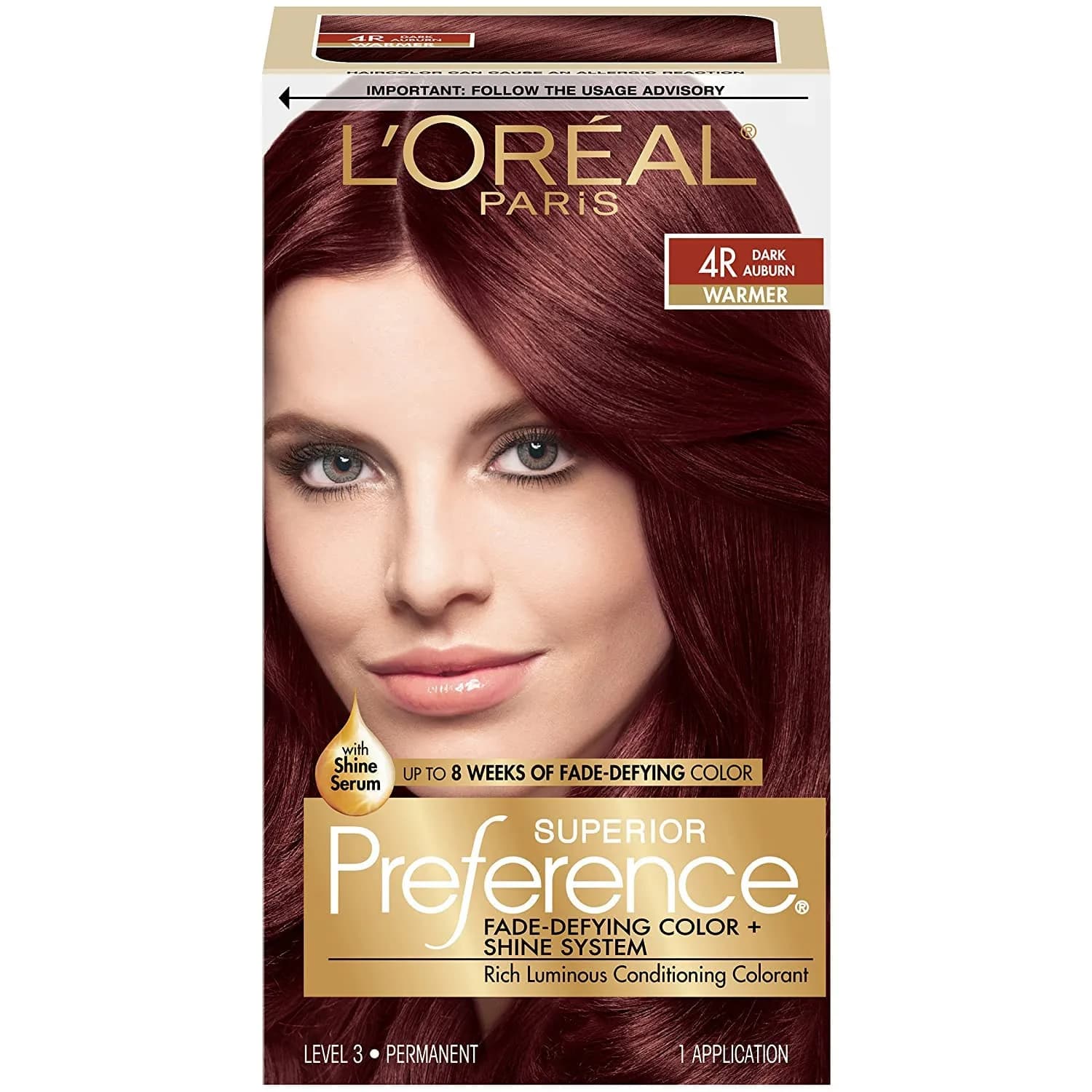 L'Oreal Paris Superior Preference 4R Dark Auburn | Fade-Defying Permanent Hair Color (70-120 chars) - main product image