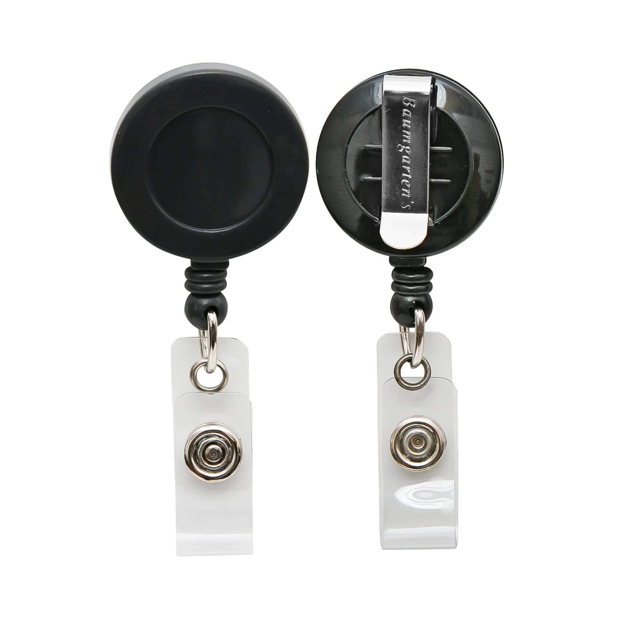 SICURIX Black Retractable Badge Reels with Belt Clip, 25 Pack | Metal Construction, 30-inch Extension - main product image