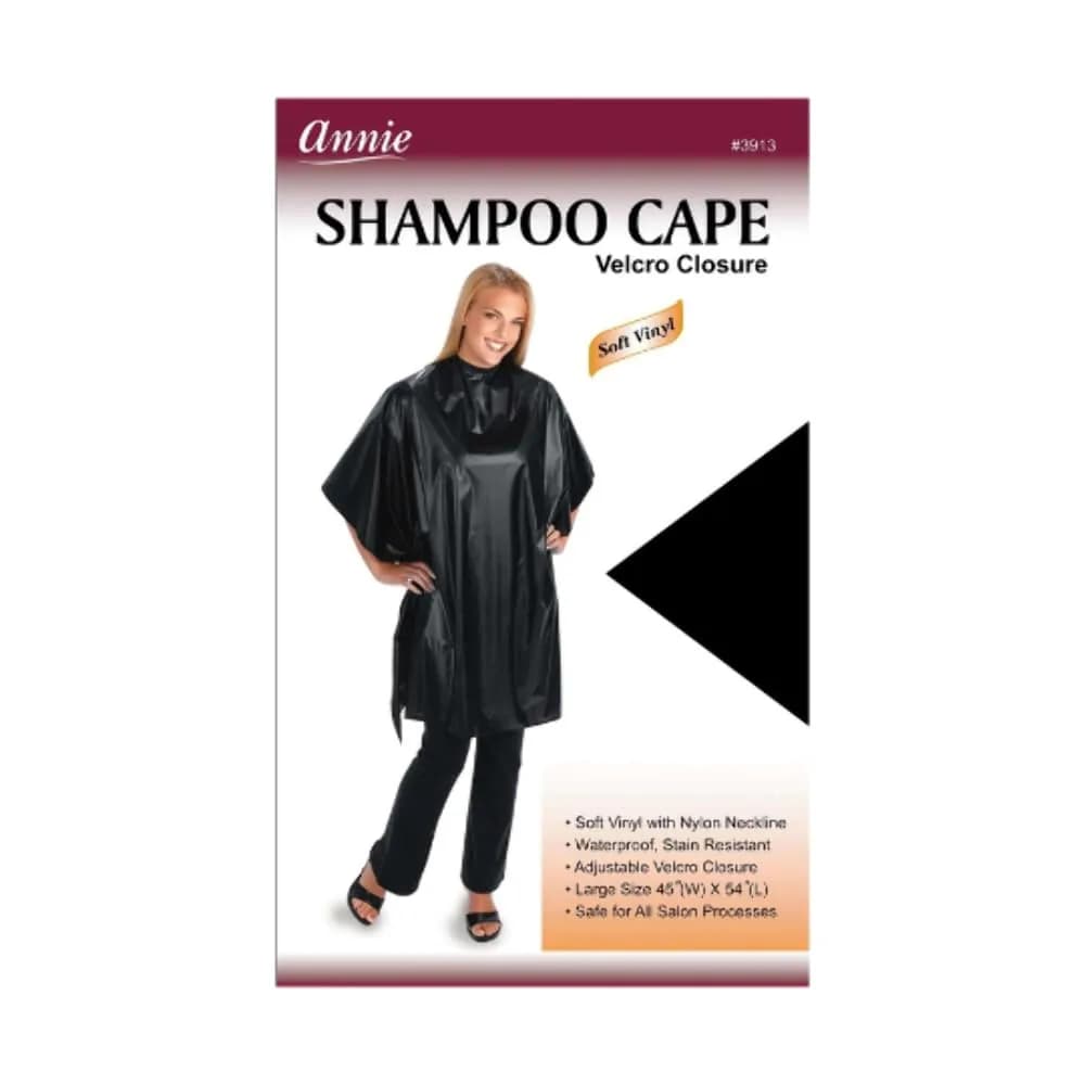Annie Shampoo Cape 45" x 54" Black | Professional Vinyl Hair Wash Cape - main product image