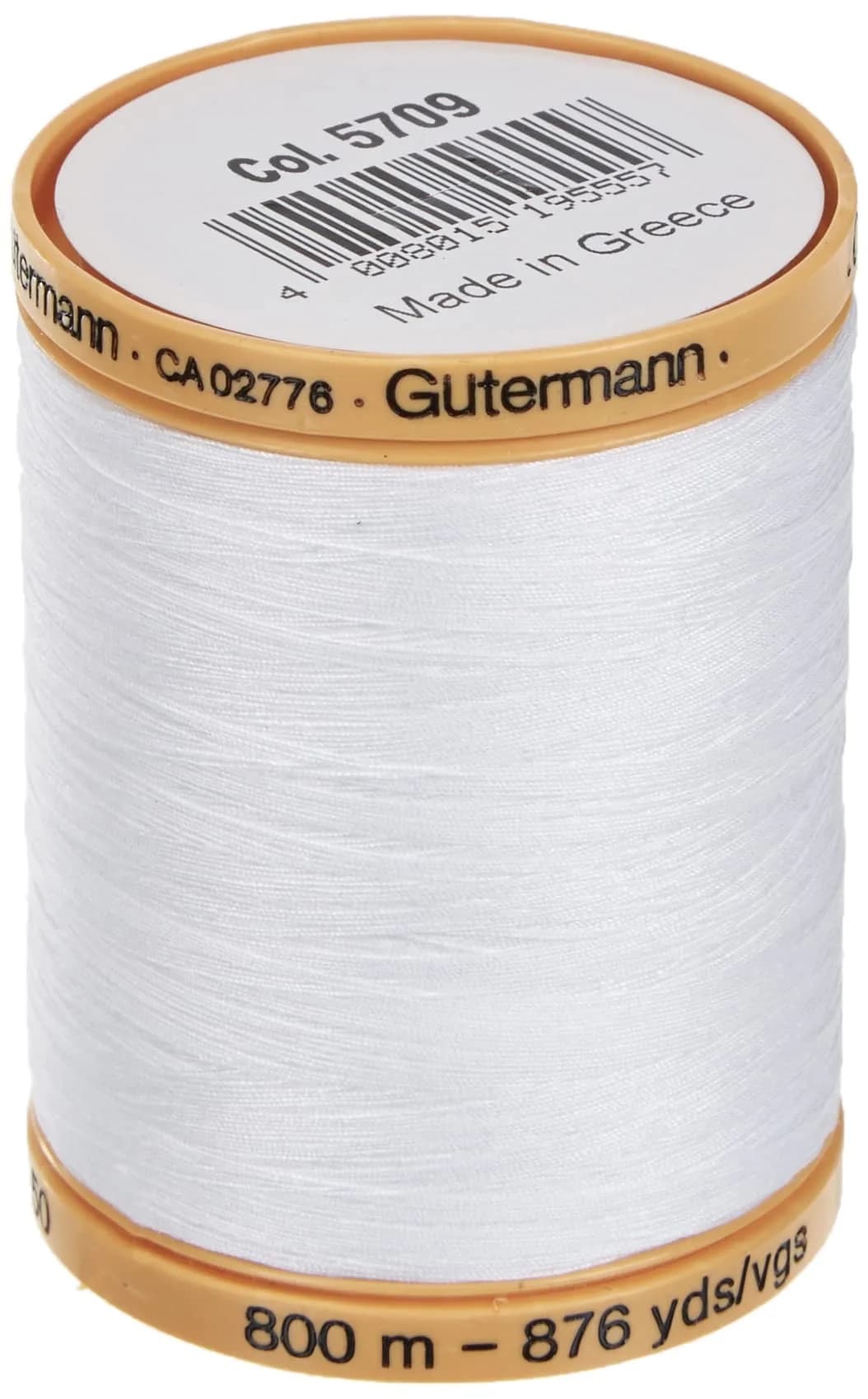 Gütermann Natural Cotton Thread Solids 876 Yards (2628 Metres) White | All-Purpose Sewing Thread for Hand & Machine - main product image