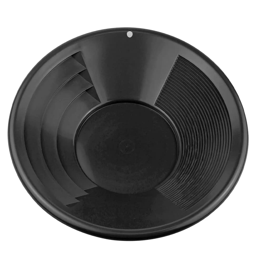 SE 10” Black Plastic Gold Pan with Riffles | Lightweight Prospecting Tool - main product image