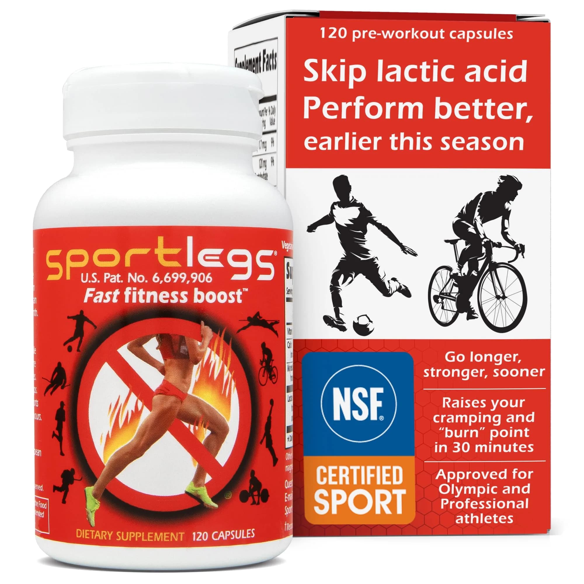 SPORTLEGS Lactate Fuel Pre-Workout Training Aid 120 Count | Supports Efficient Lactate Use for Endurance - main product image