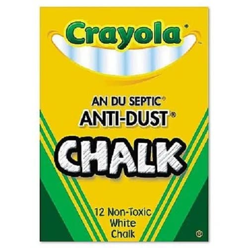 Crayola Nontoxic Anti-Dust Chalk, White, 12 Sticks per Box | Low Dust, Classroom Safe (70-120 chars) - main product image