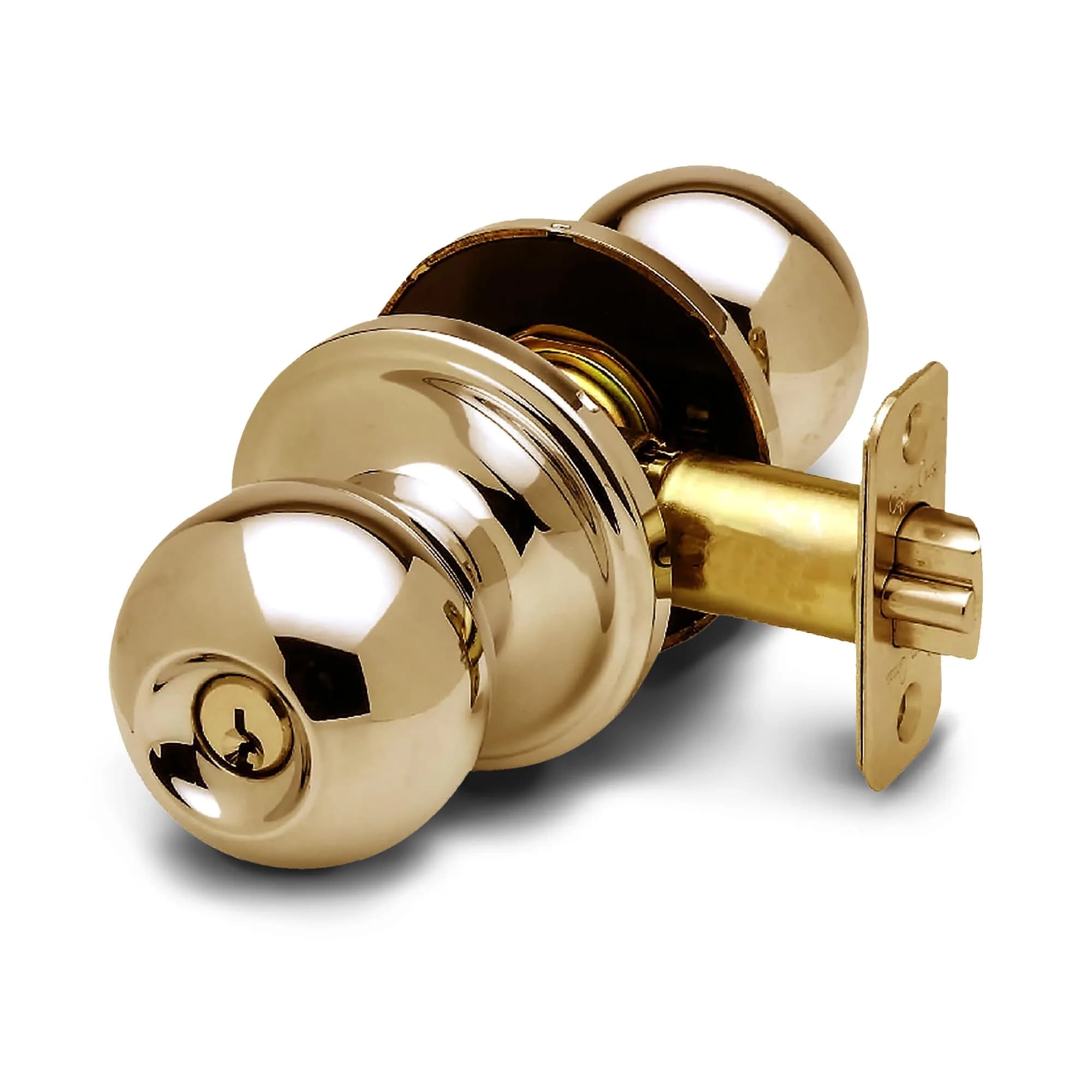 Copper Creek Entry Door Knob – Keyed Entry Handle with Lock and Key, ANSI Grade-3 Certified, DIY-Friendly Install for Interior and Exterior Doors – Polished Brass (1 Pack) - main product image