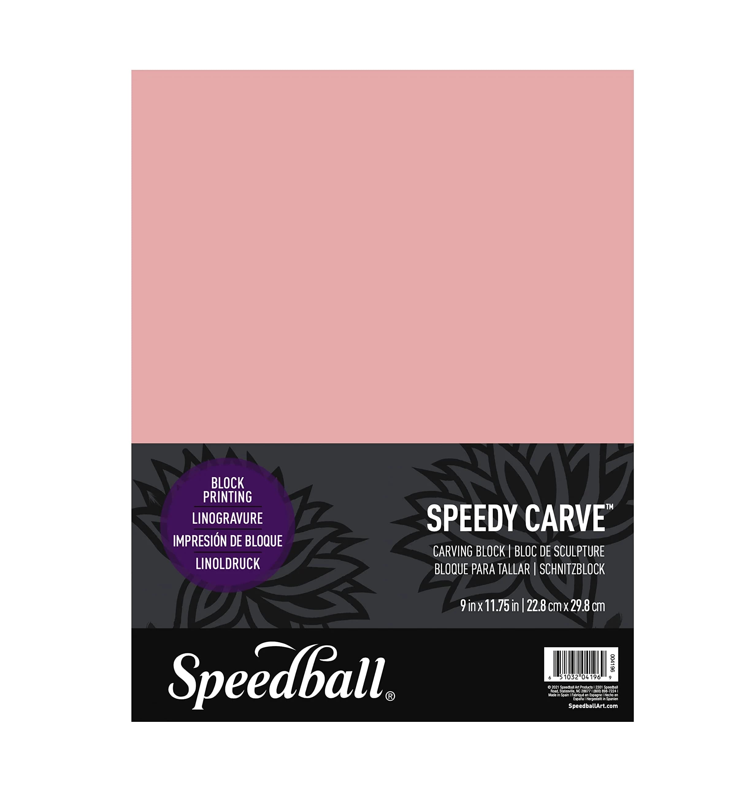 Speedball Speedy-Carve Block Printing Carving Block – Soft, Easy Carve Surface – 22.86 x 30.16 cm (9 x 11-3/4 Inches), Pink - main product image