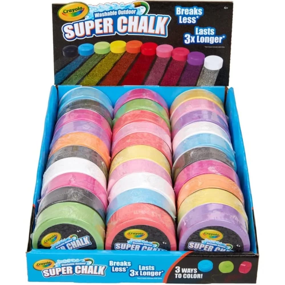 Crayola Outdoor Super Chalk Assorted Colours | 30 Pack | 3 Ways to Colour, Ages 4+ - main product image