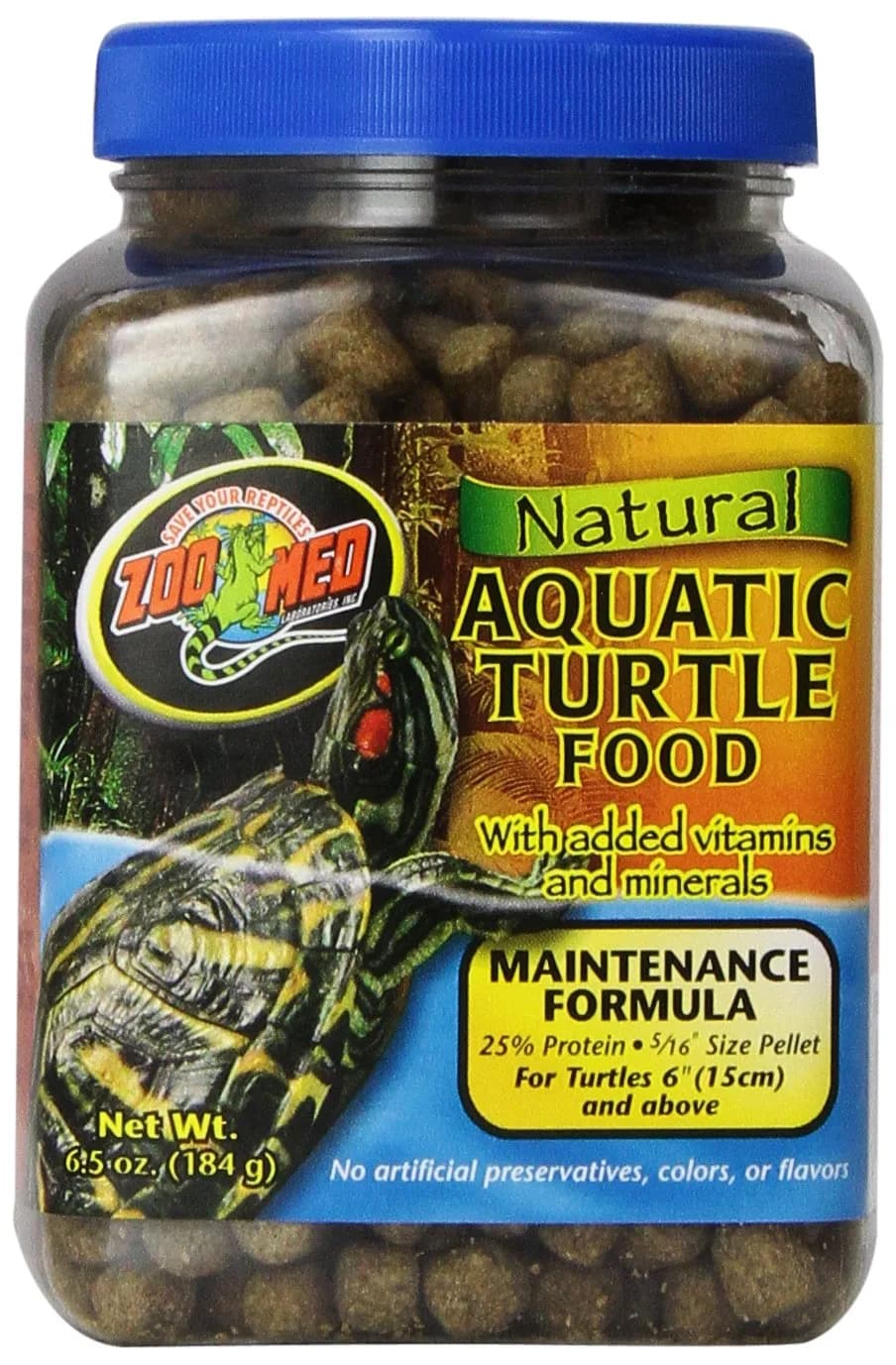 Zoo Med Natural Aquatic Turtle Food, 6.5 Ounce | Floating Pellets for Water Surface Feeding - main product image
