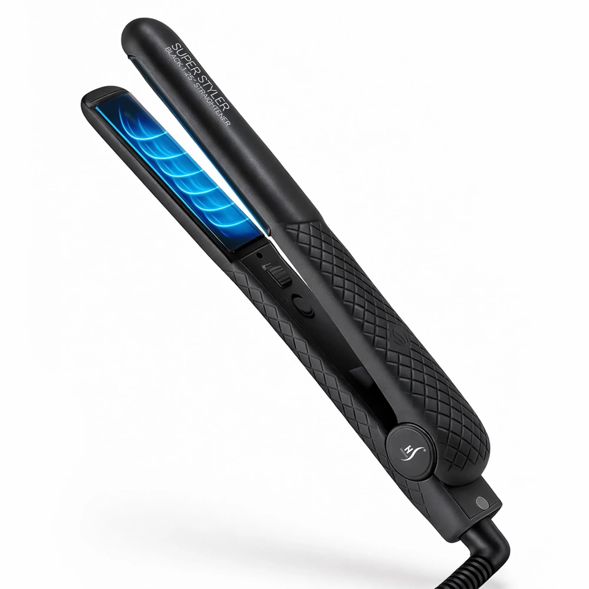 HerStyler Superstyler Onyx Ceramic Flat Iron - Travel Friendly - 1.25 inch | Salon Style, Negative Ion Technology - main product image