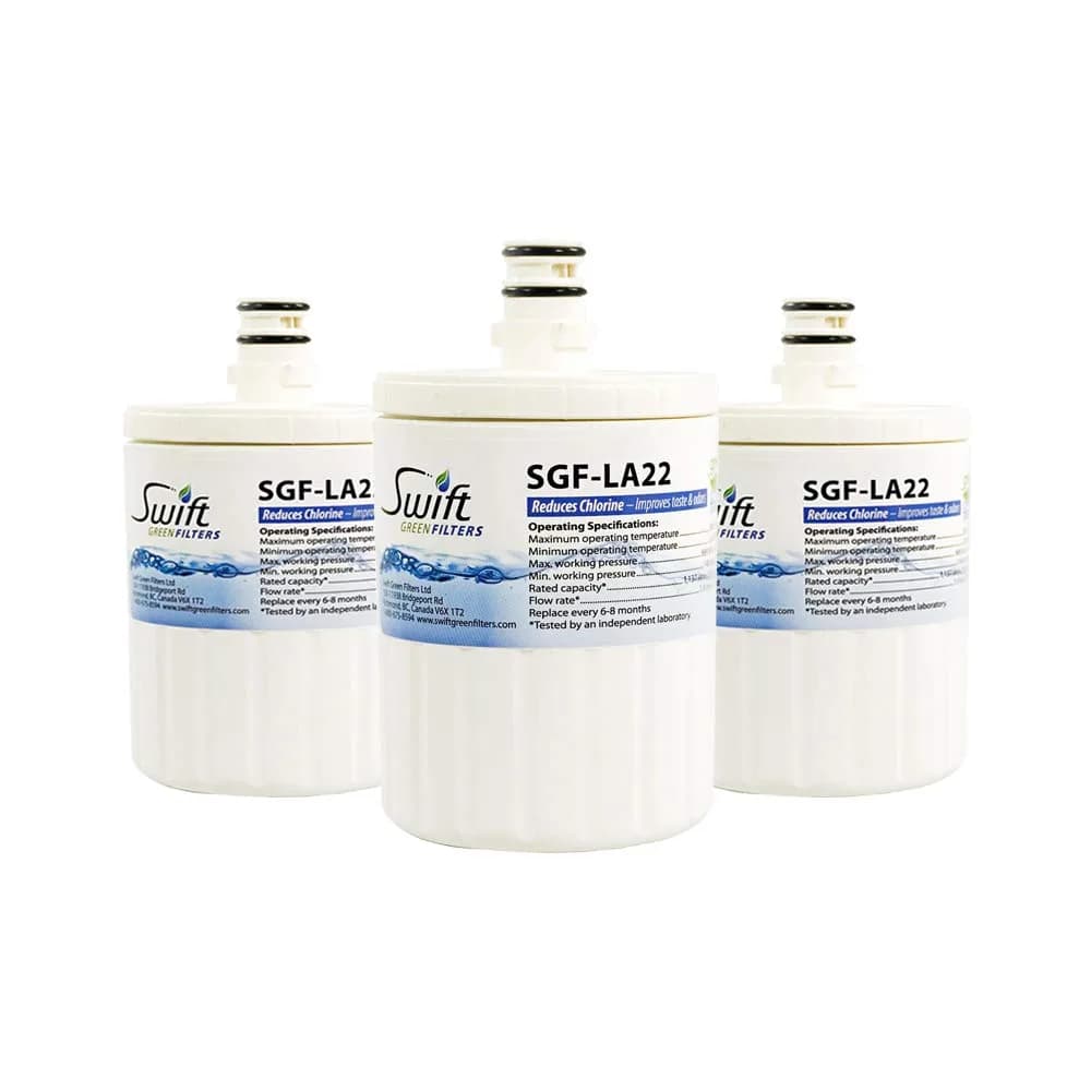 Swift Green Filters SGF-LA22 Compatible Refrigerator Water Filter 3-Pack | NSF Certified, Reduces Chlorine & Sediment, Made in USA