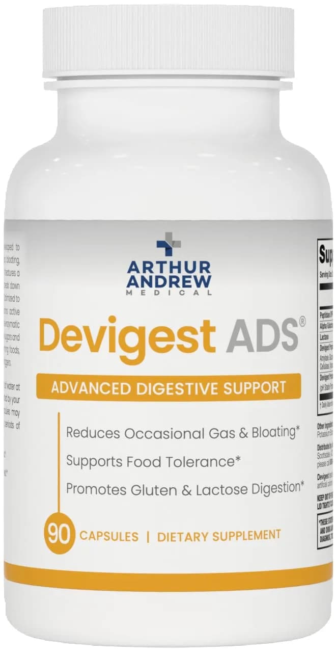 Arthur Andrew Medical Devigest ADS Digestive Support 90 Count | Advanced Digestive Support for Gluten, Casein, Lactose Intolerance - main product image
