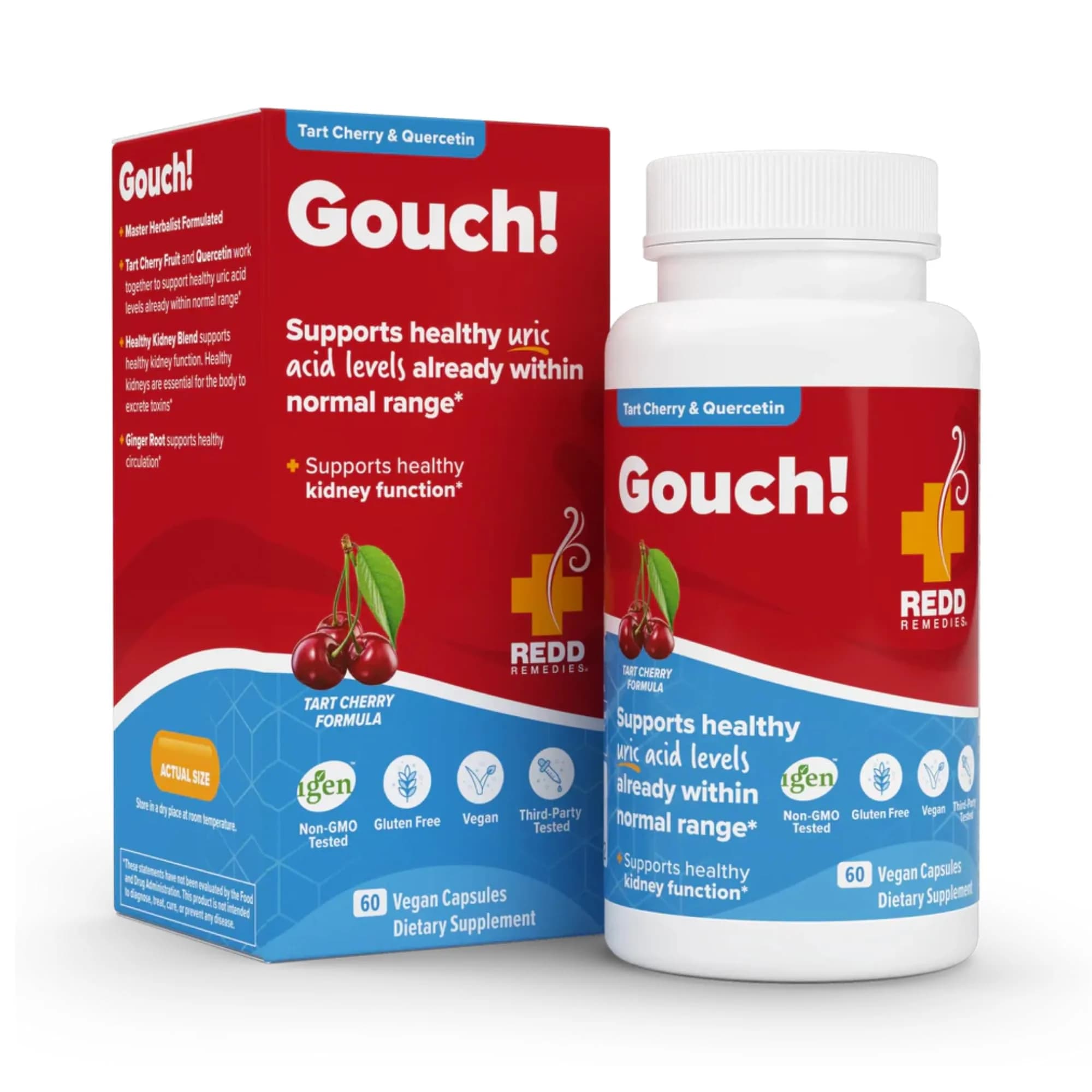 Redd Remedies Gouch! | Supports Healthy Uric Acid Levels | 60 Capsules (Cherry) | Kidney & Joint Support