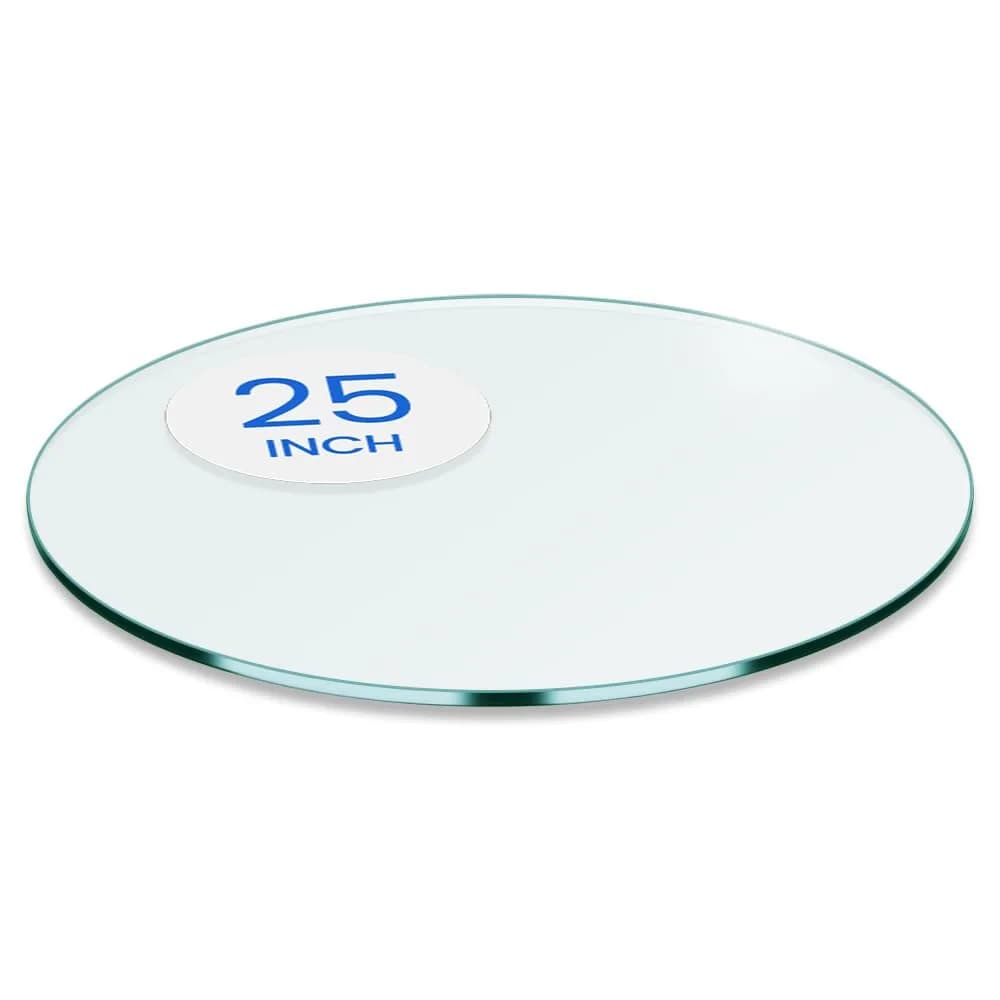 Dulles Glass 25" Round Glass Table Top 1/4" Thick Clear Tempered Flat Polished Edge for Coffee & Dining Tables - main product image