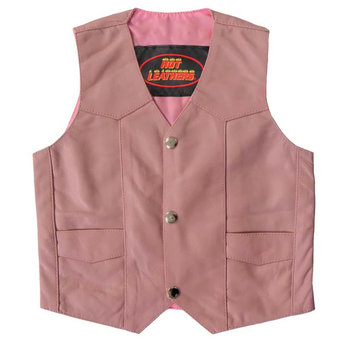 Hot Leathers Youth Classic Biker Vest (Black, X-Large) | Soft Leather, Lead Compliant, Unisex - main product image
