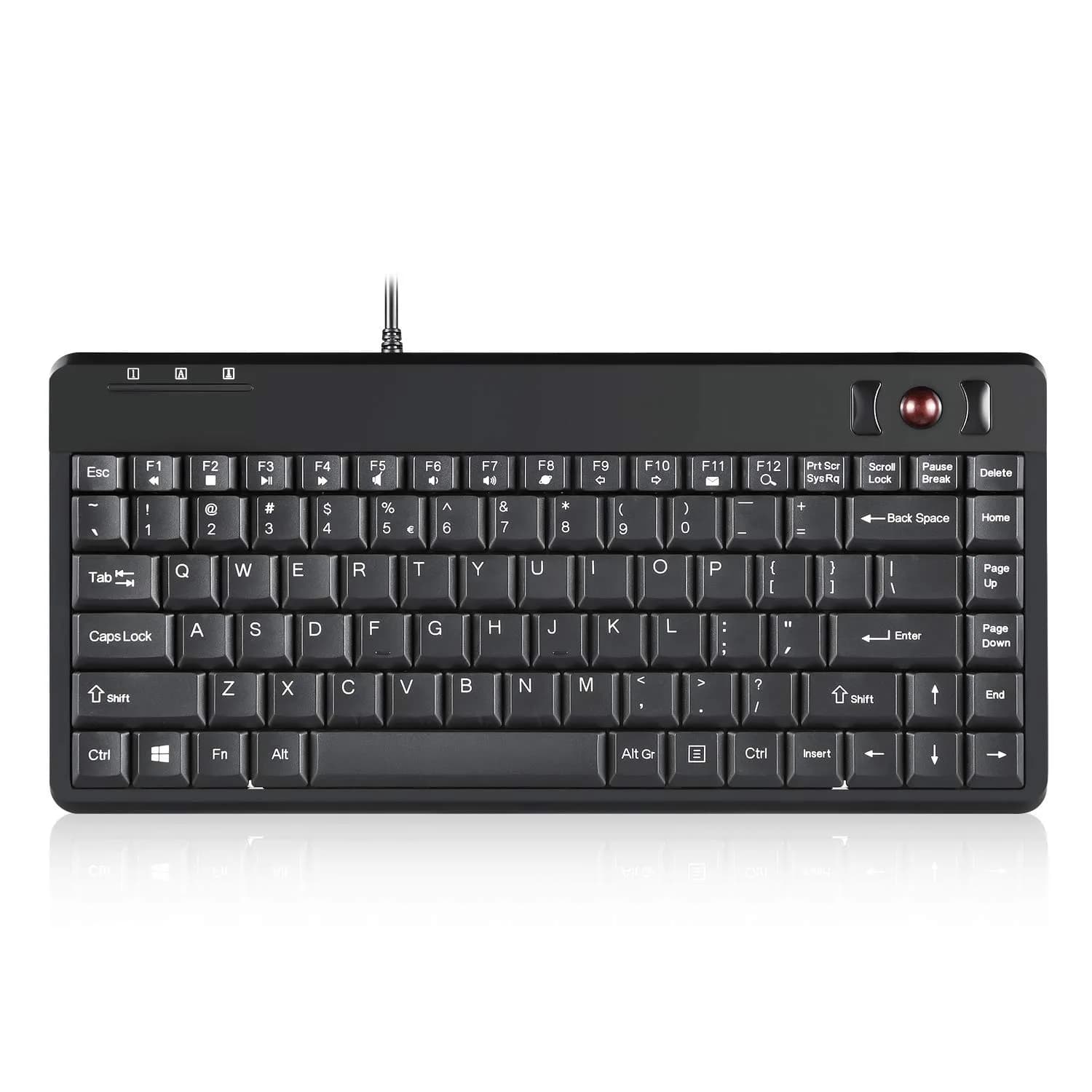 Perixx PERIBOARD-505H Wired Mini Keyboard with Built-in Trackball, 31.5 cm (12.4 in) Keyboard | Productivity & Efficiency - main product image