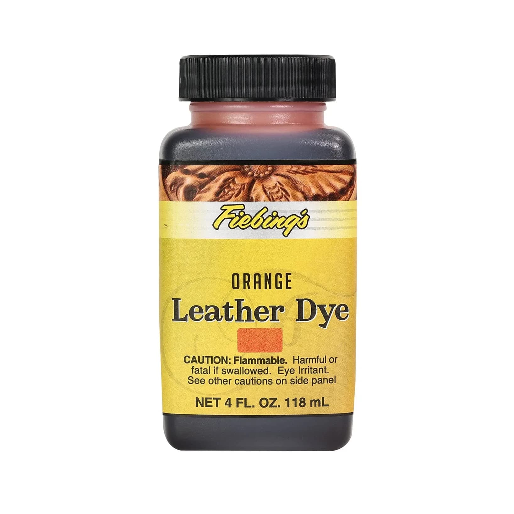 Fiebing's Orange Leather Dye 118ml (4 fl oz) - Alcohol-Based Penetrating Dye for Leather & Wood
