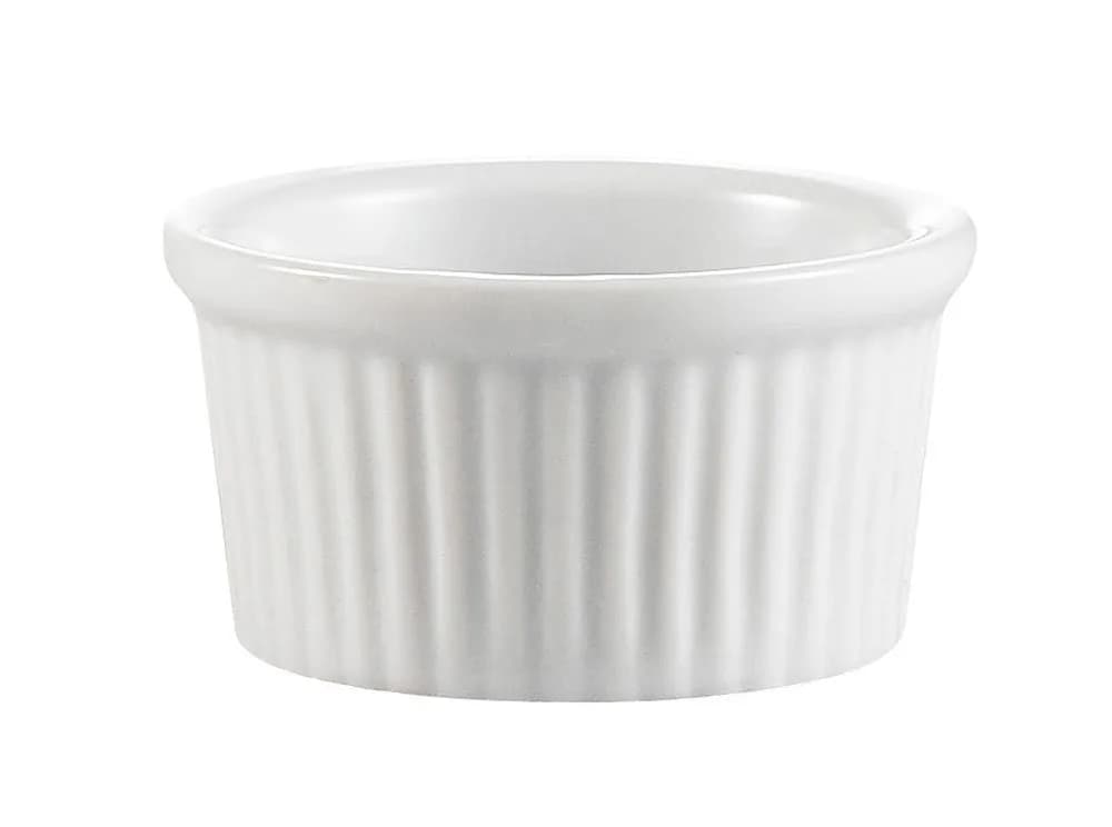 CAC China Accessories 2-5/8-Inch by 1-1/2-Inch 2-Ounce Super White Porcelain Round Fluted Ramekin, Box of 48 | Durable, Oven & Dishwasher Safe - main product image