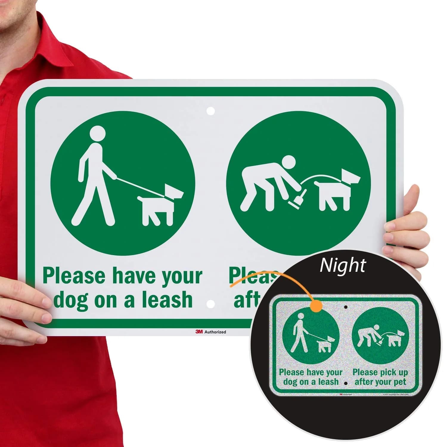 SmartSign K-7114-EG-12x18 Please Have Your Dog On A Leash Sign | 12" x 18" 3M Reflective Aluminum - main product image