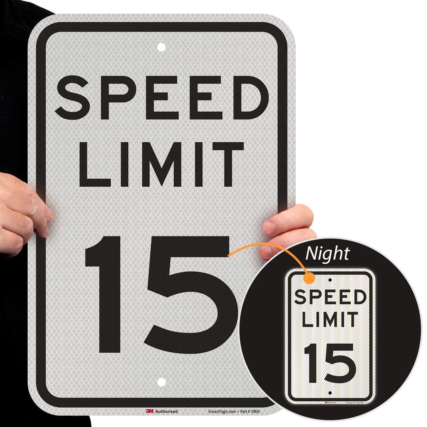 SmartSign Speed Limit 15 Sign | 12" x 18" 3M High Intensity Grade Reflective Aluminum - main product image