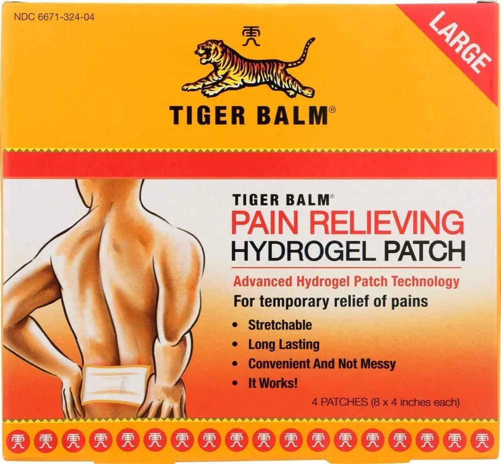 Tiger Balm Pain Relieving Patch Large 4 Count | Fast-Acting, Non-Greasy, Unnoticeable Under Clothing - main product image