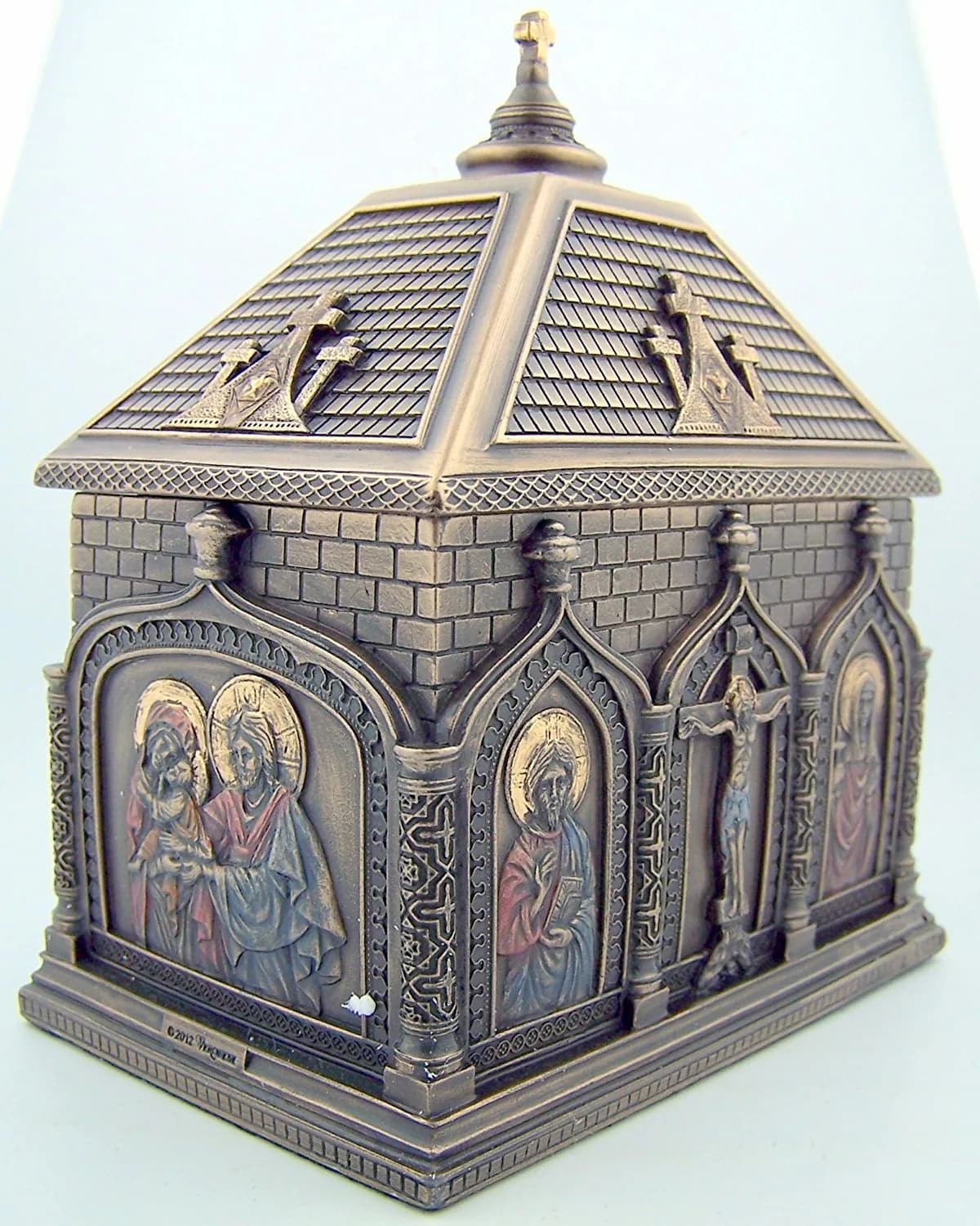 Needzo Religious Gifts Cold Cast Bronze Rosary Keepsake Trinket Box 19 cm (7.4 x 4.7 x 7.6 inches) | Sacred Catholic Home Decor - main product image