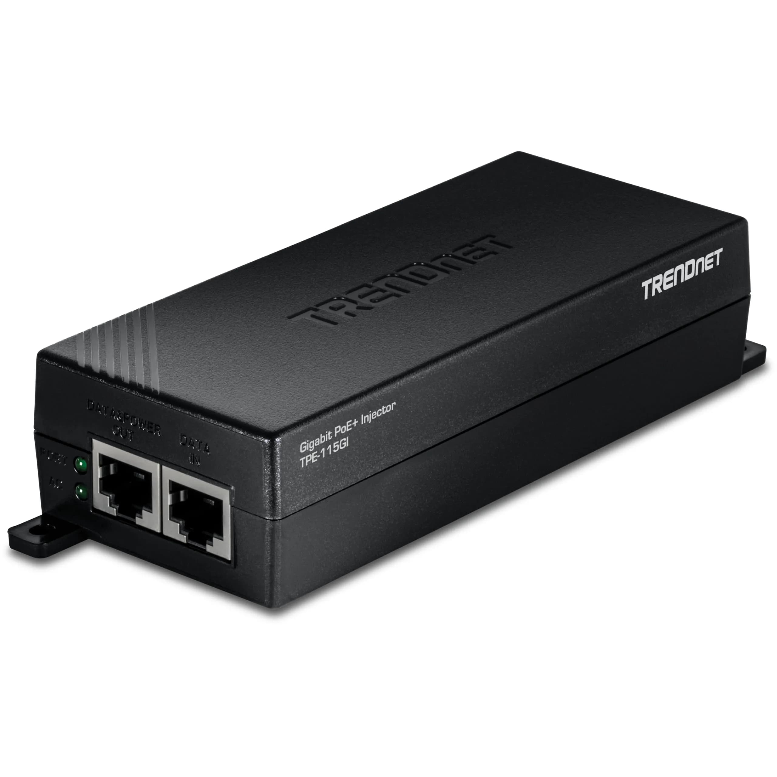 TRENDnet Gigabit Power Over Ethernet Plus Injector TPE-115GI | 1 Gbps PoE+ Power & Data up to 100m - main product image