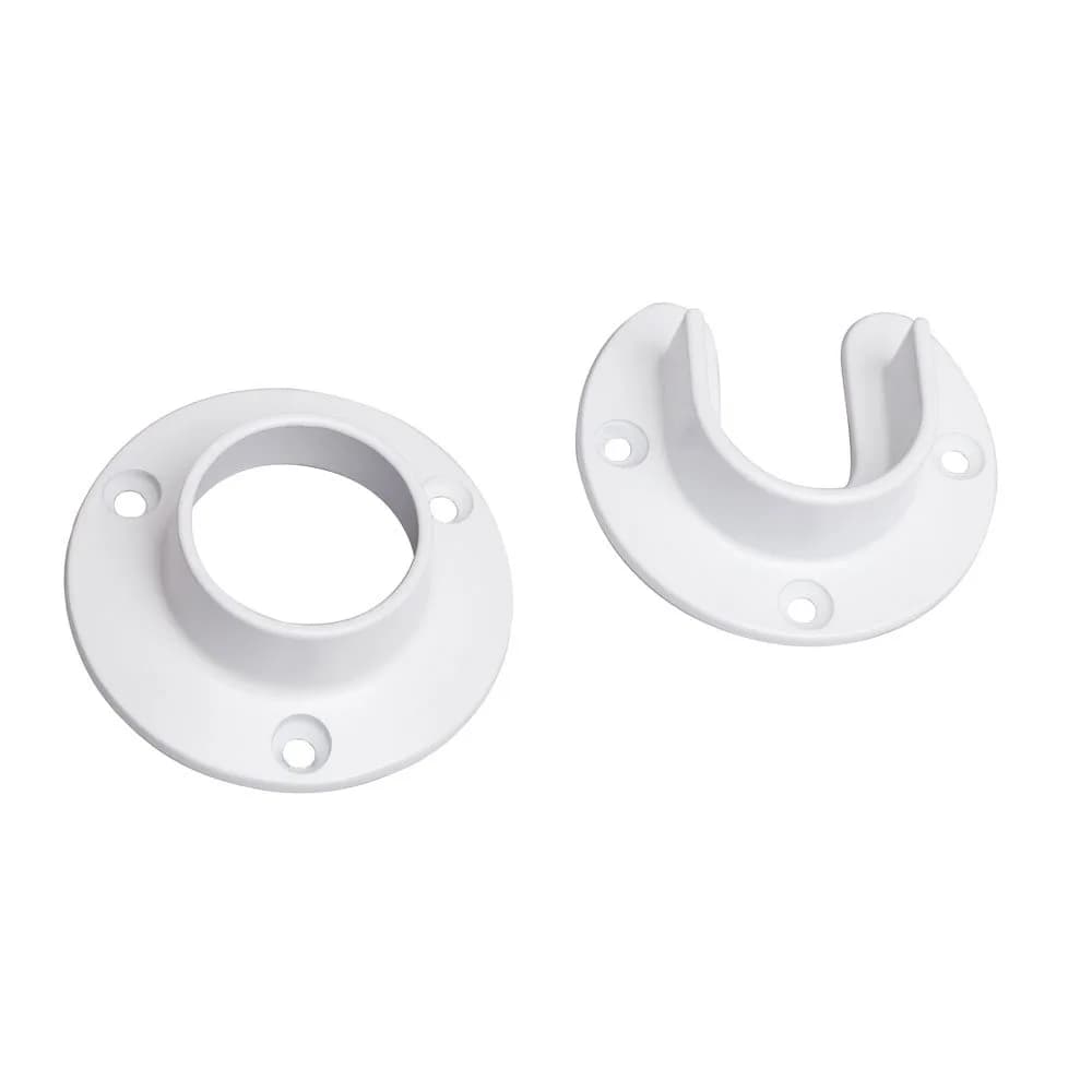 Knape & Vogt Heavy Duty Closet Pole Sockets | White Powder-Coated Mount Bracket (1 Pack) - main product image