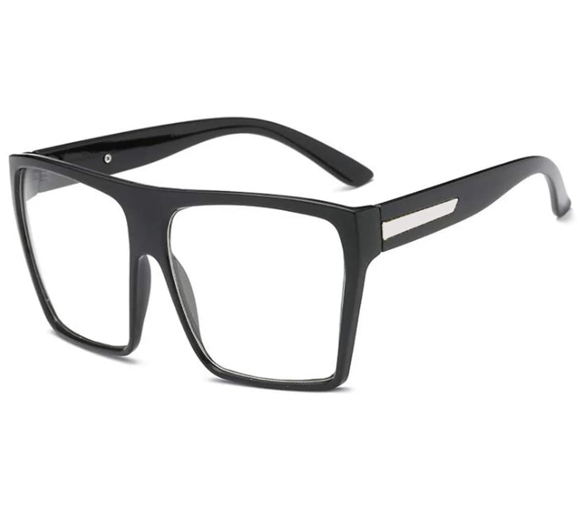 JuicyOrange Oversized Clear Lens Square Eyeglasses | Unisex Flat Top Frames (5 3/4" W x 2 1/2" H) - main product image