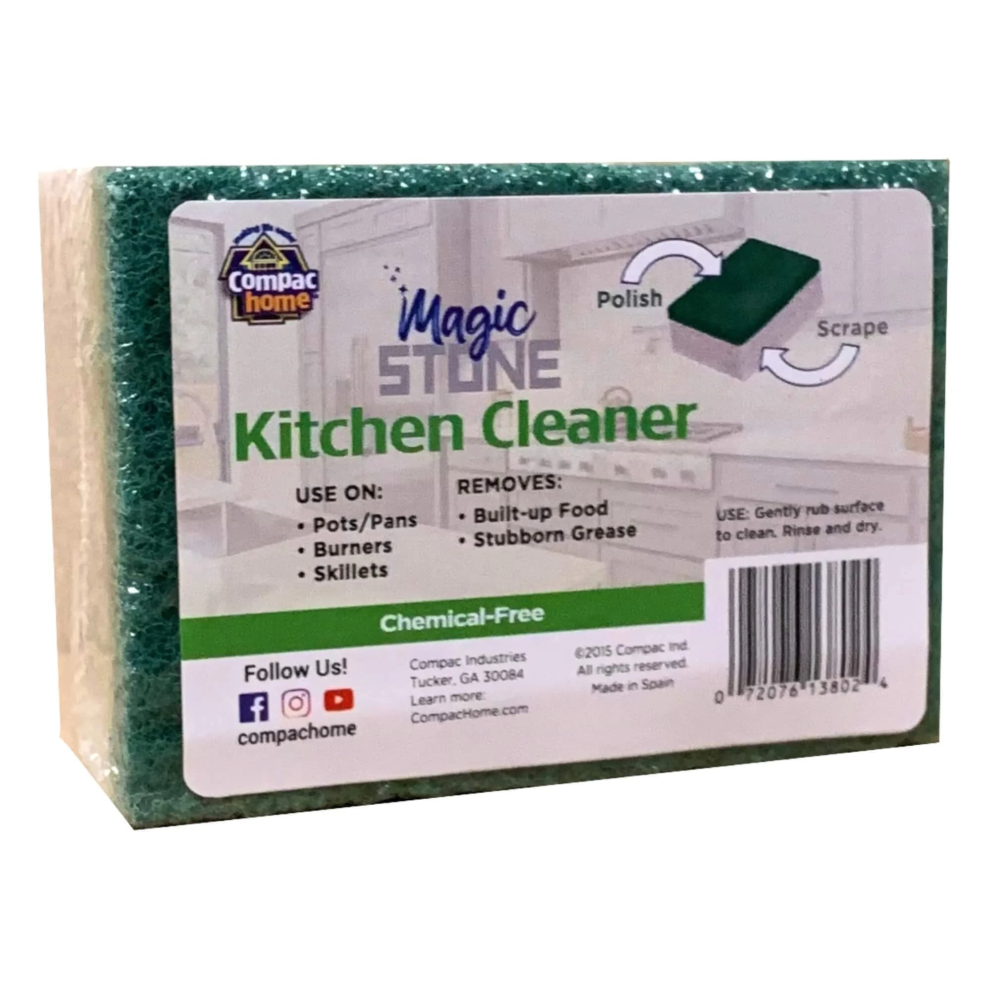 Compac Home Magic-Stone Kitchen Cleaner Scrub 1 Count (Pack of 1) | Recycled Glass Scouring Brick for Stubborn Grime - main product image