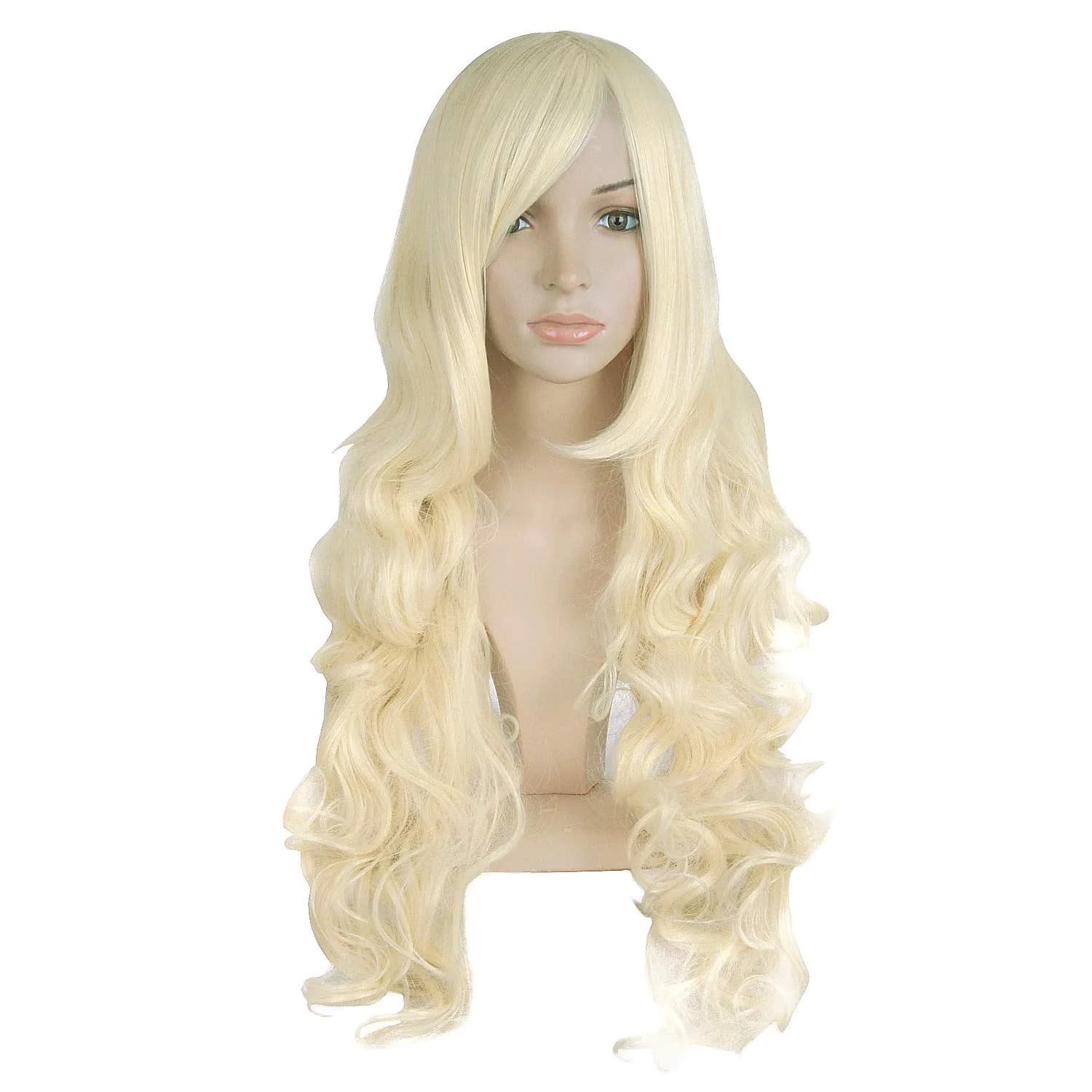 MapofBeauty 32 Inch Spiral Curly Cosplay Wig, Light Blonde | Heat Resistant Synthetic Hair - main product image