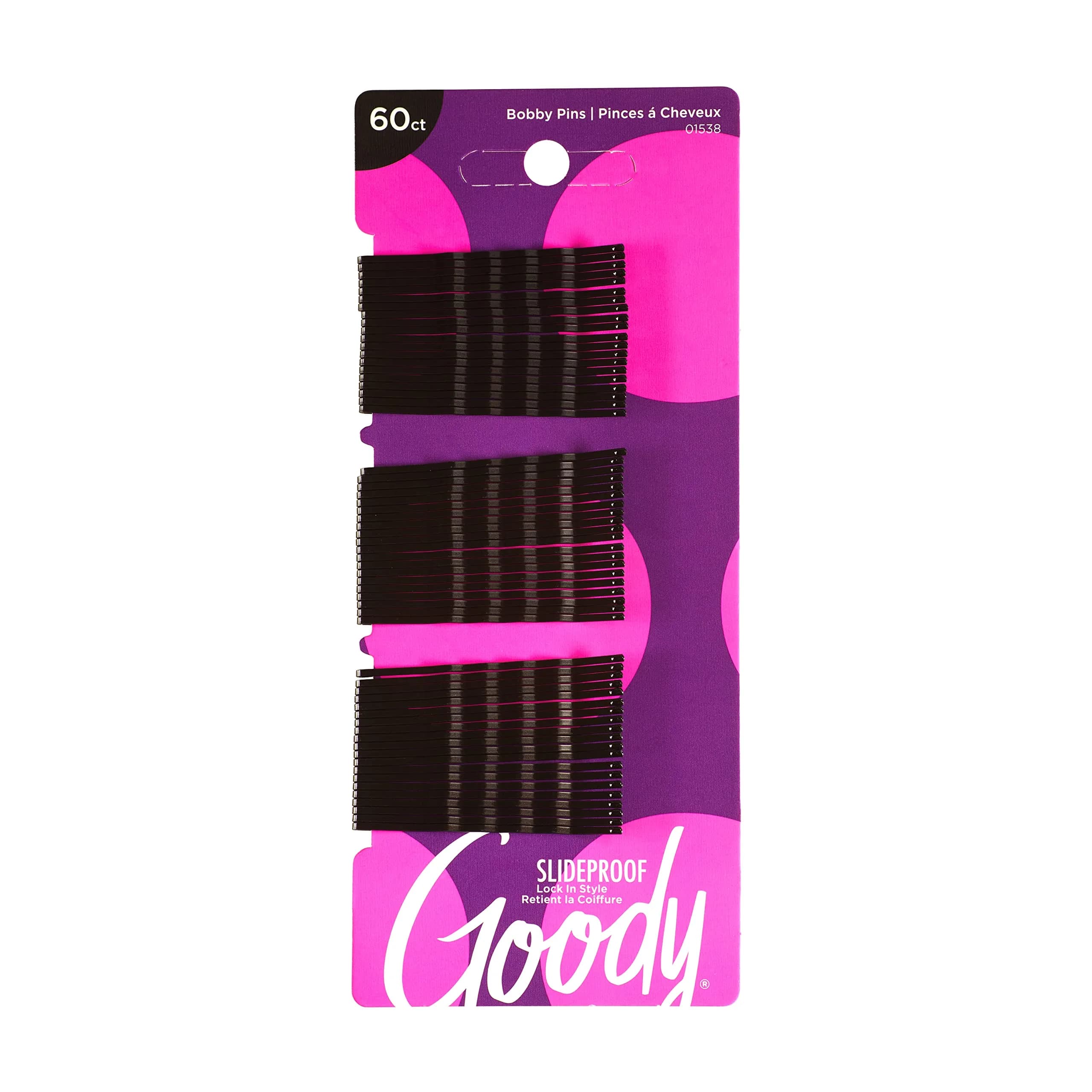 Goody Styling Essentials Bobby Pins, Black, 2 Inches, 60 Count | Secure Hold for All Hair Types - main product image