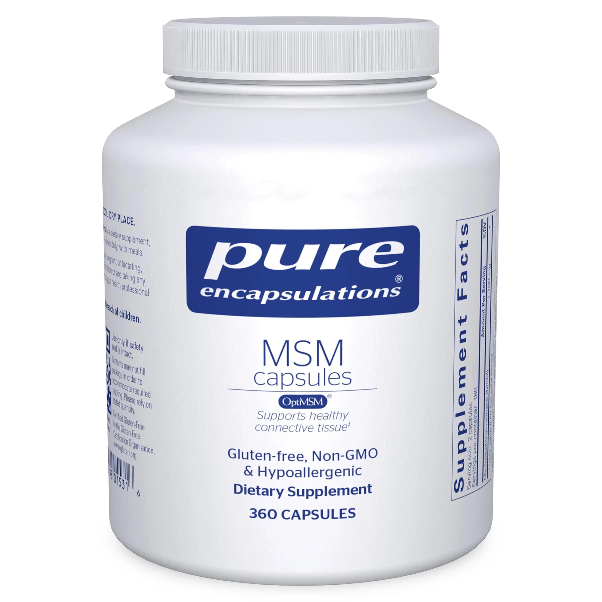 Pure Encapsulations MSM Capsules 360 Count | Sulfur Supplement for Joint Health, Immune Function, Hair, Skin & Nails - main product image