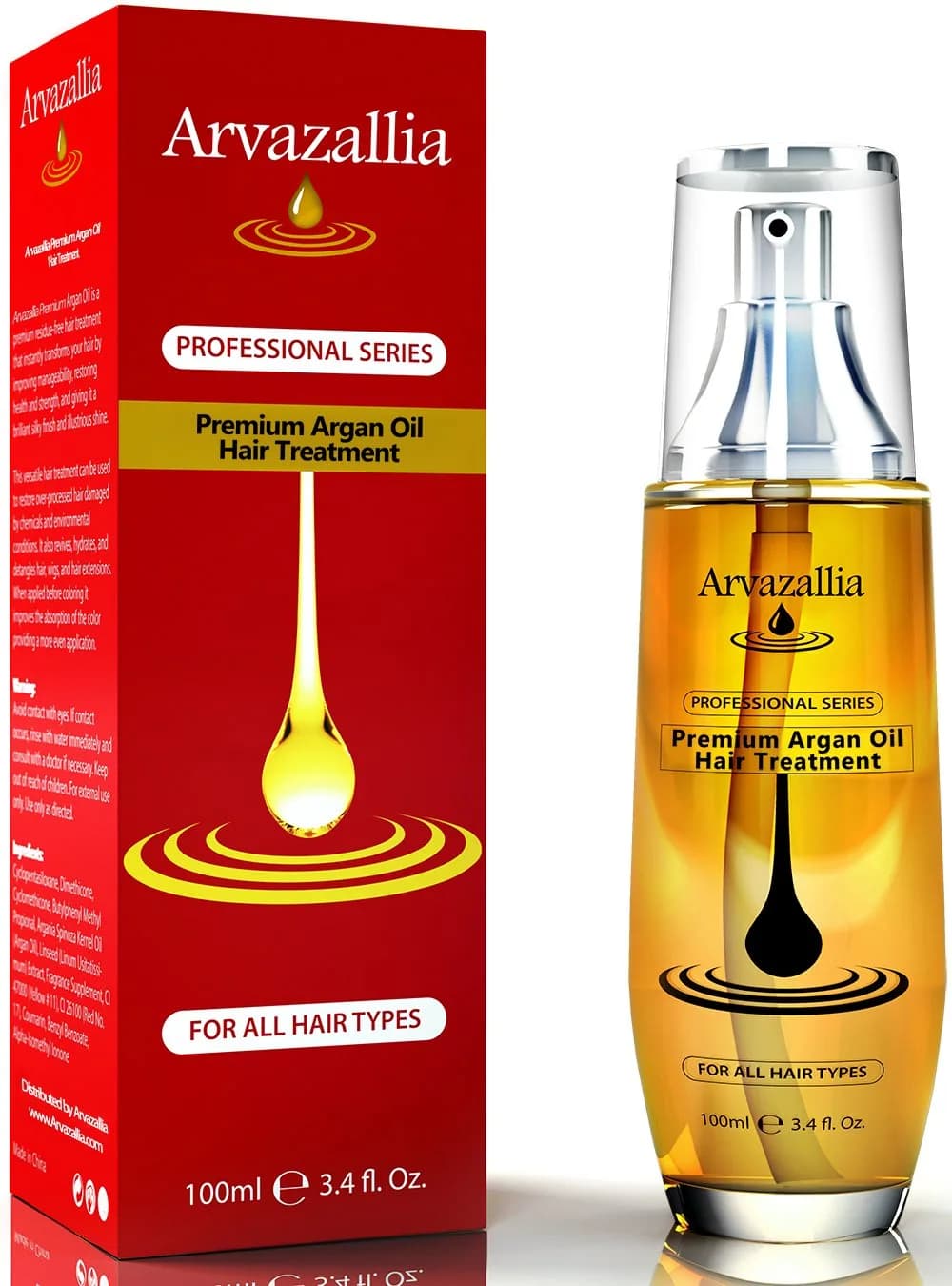 Arvazallia Argan Oil for Hair Treatment & Conditioner 3.4 Fl Oz | Nourishing, Repairing & Hydrating for All Hair Types