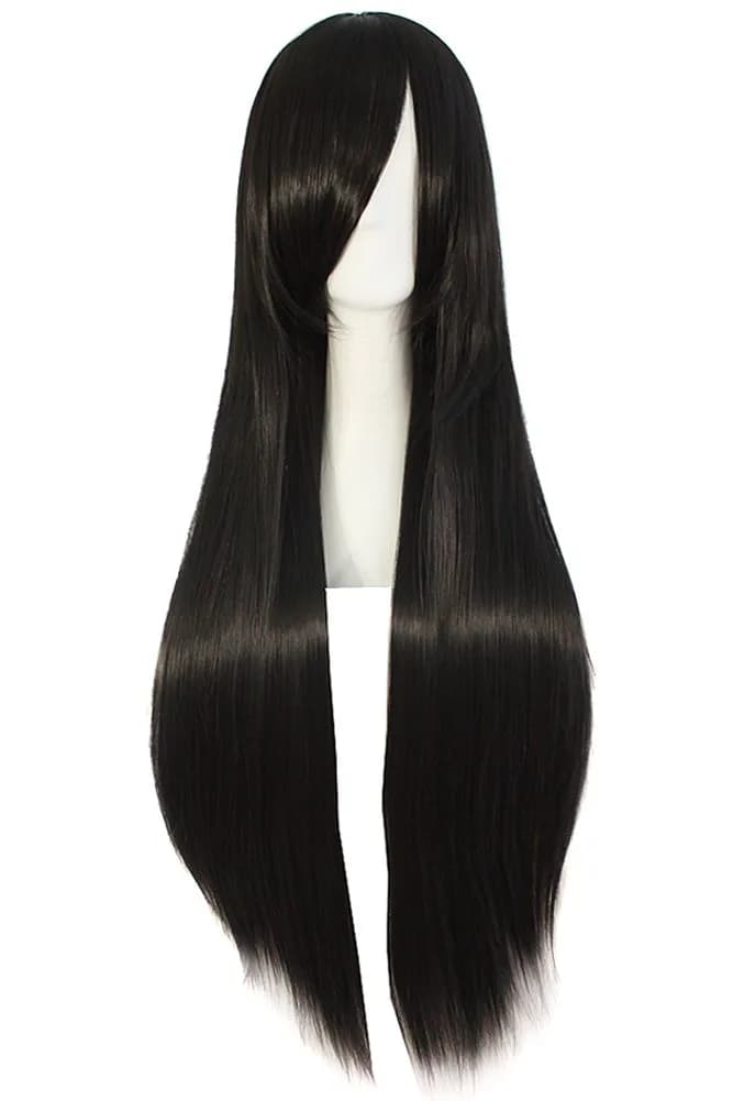 MapofBeauty Black Anime Cosplay Wig | 80cm (32 Inch) Long Straight Heat Resistant Synthetic Fiber - main product image