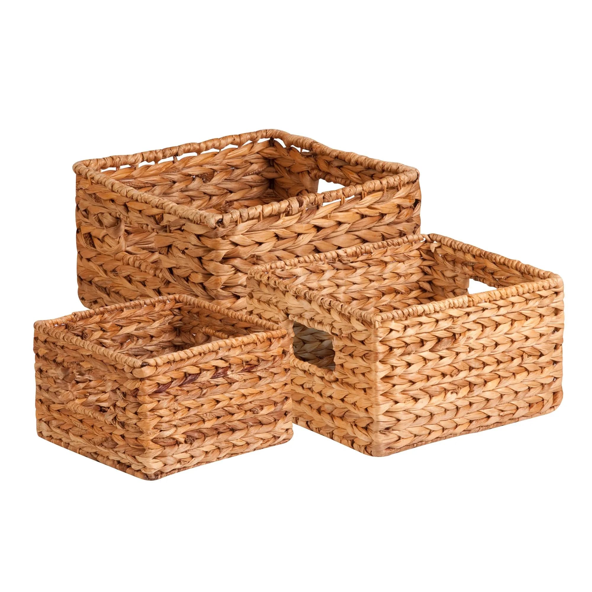 Honey-Can-Do Woven Water Hyacinth Wicker Storage Baskets, Nesting Set of 3 | Elegant & Durable Home Organizer - main product image