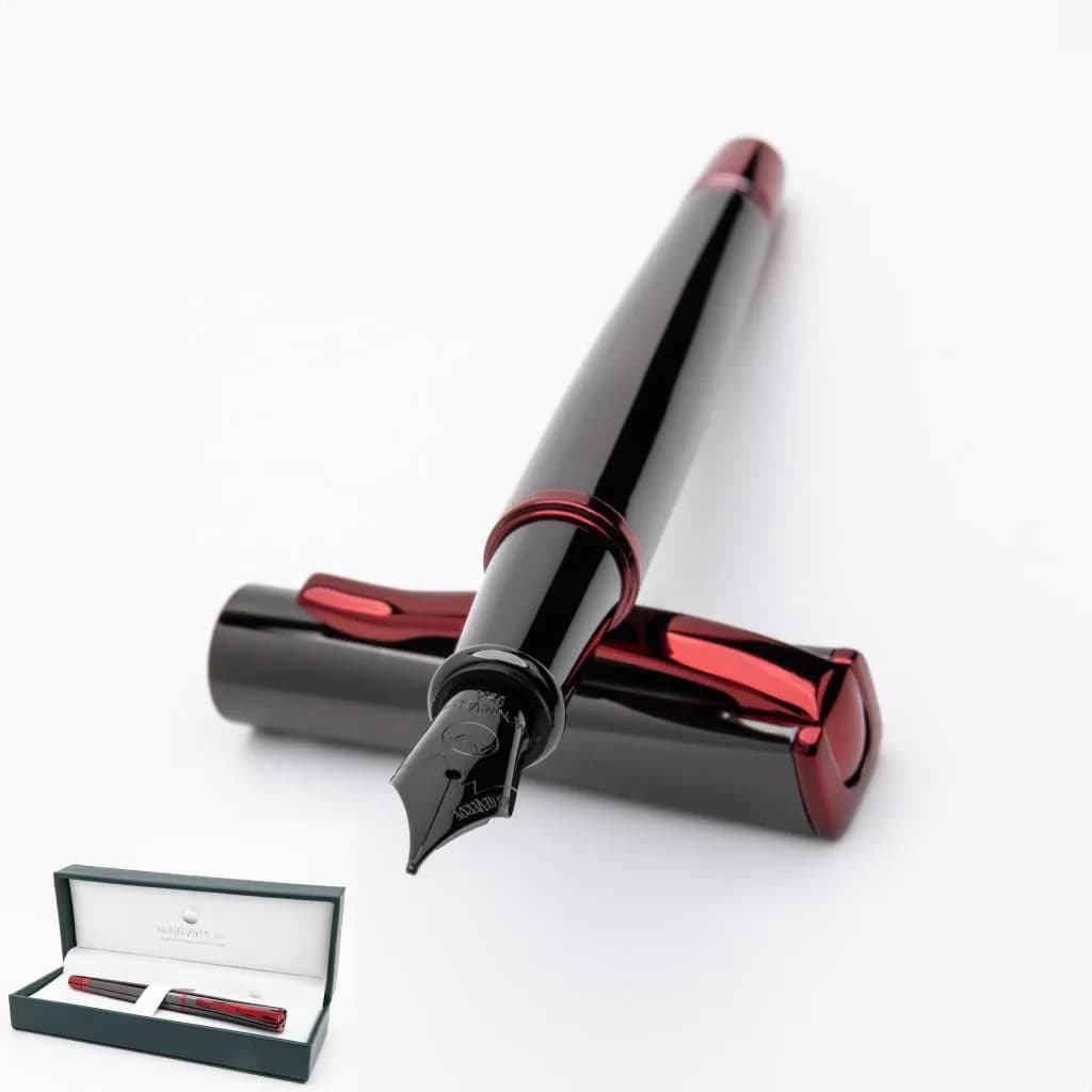 Monteverde Impressa Fountain Pen Gun Metal with Red Trim | Medium Point, German JoWo Nib, Refillable - main product image