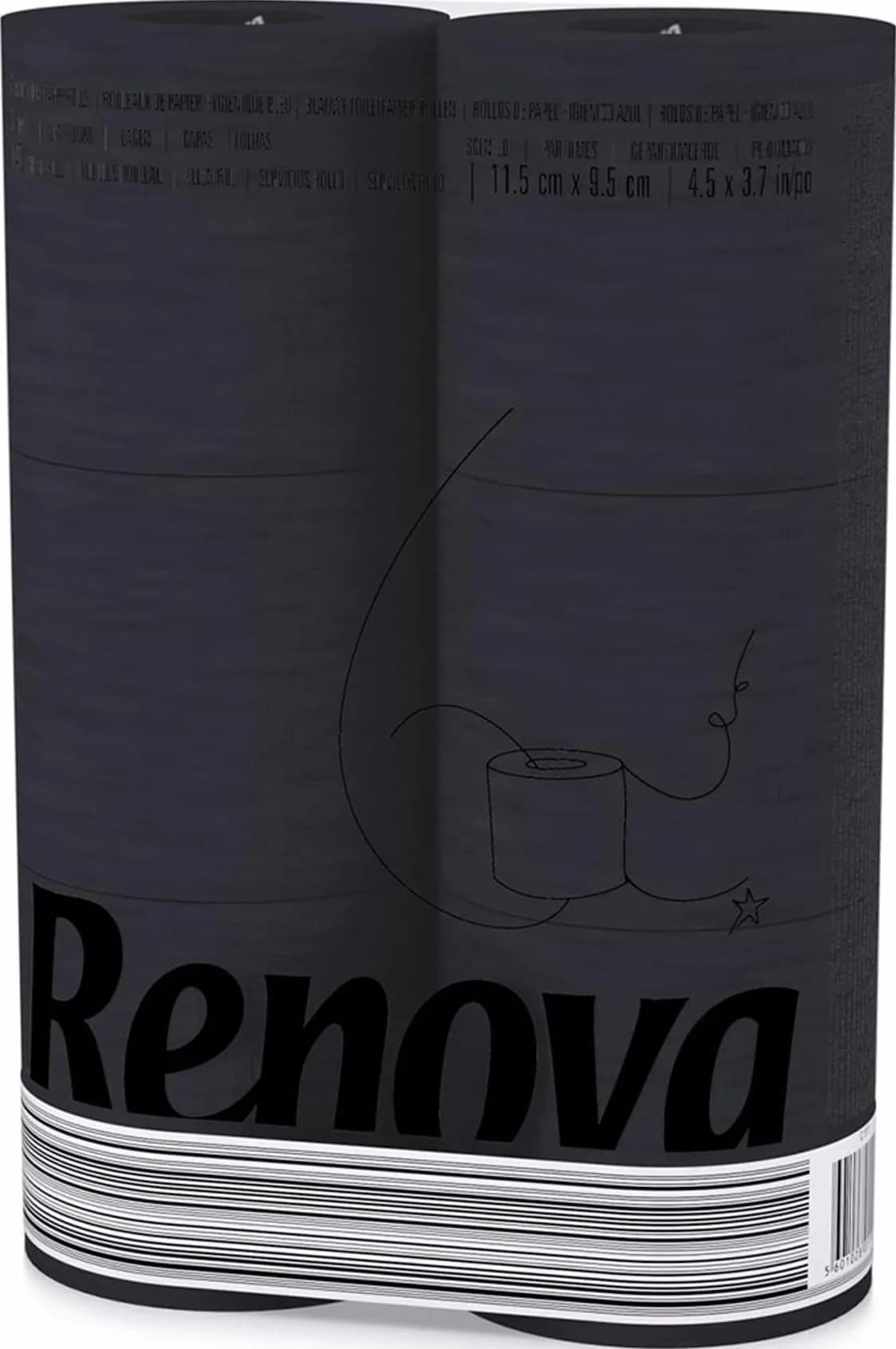 Renova Black Toilet Roll 6 Count (140 Sheets/Roll) | Triple-Ply Softness Imported from USA - main product image