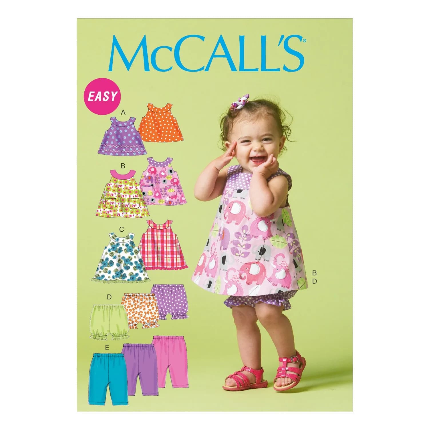 McCall M6912 Infants Reversible Top Dresses Bloomers and Pants Sewing Pattern YA5 (All Sizes In One Envelope) | Beginner Sewing Project Kit - main product image