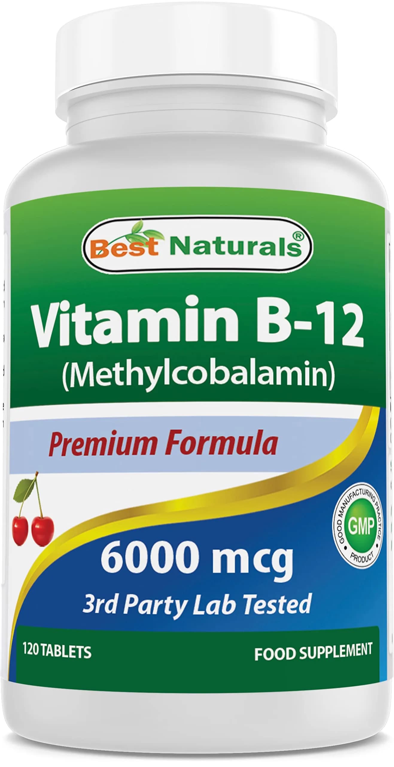 Best Naturals Vitamin B12 6000 mcg 120 Tablets | High-Dose, USA-Imported - main product image