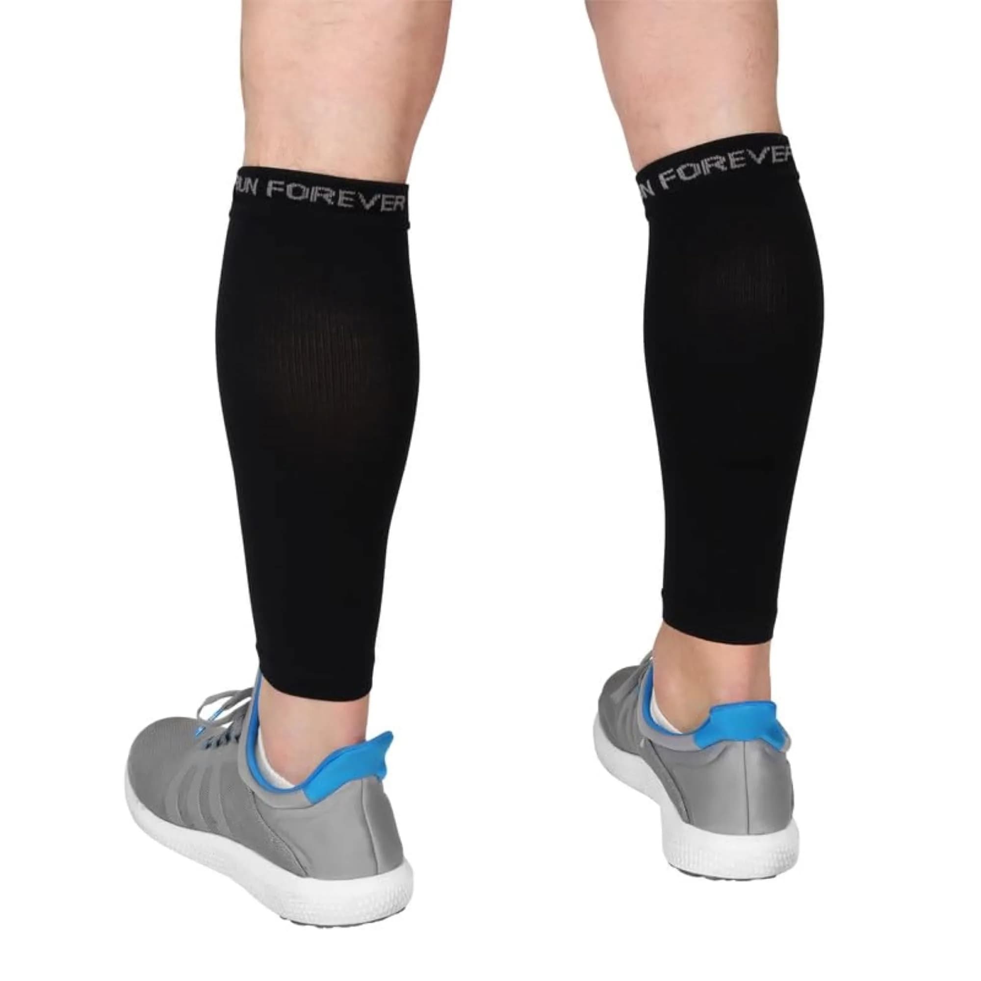 Run Forever Calf Compression Sleeve for Men & Women, 20-30mmHg, Large Black | Medical Grade Support - main product image