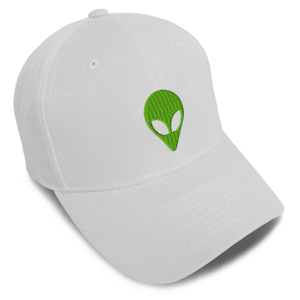 Speedy Pros Baseball Caps for Men & Women Embroidered Alien A Embroidery 6-Panel Acrylic White | Bold Alien Design - main product image