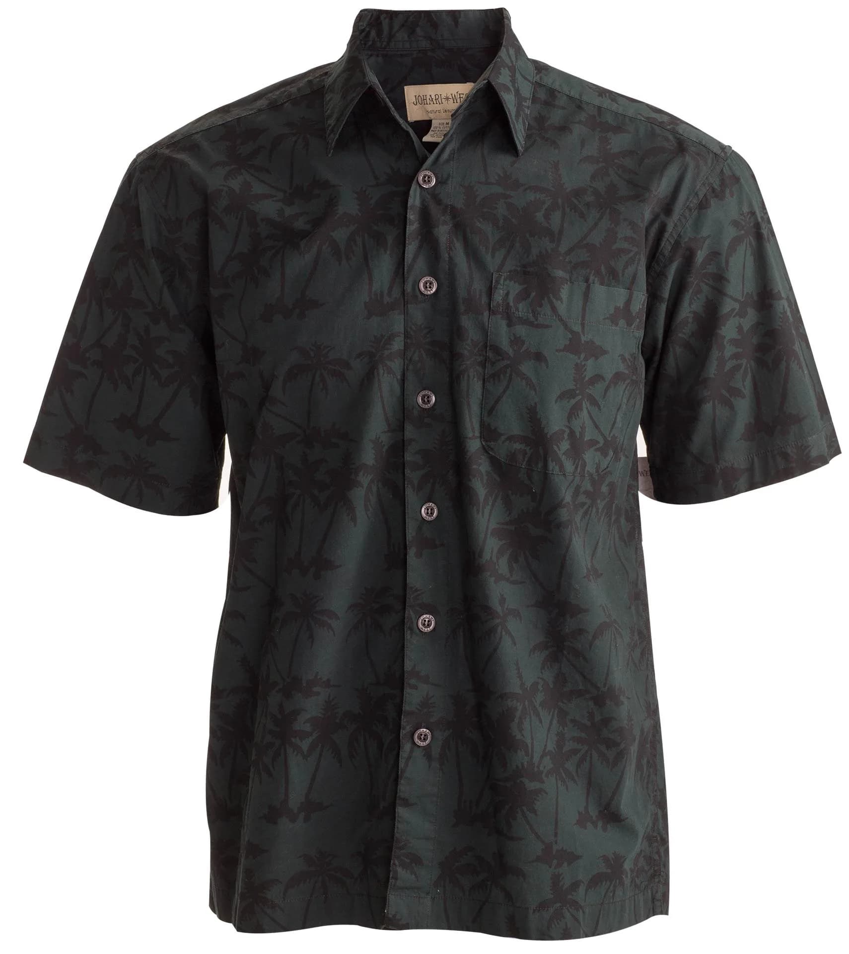 Johari West Men's Button-Down Short Sleeve Shirt | Hand Printed Batik, Natural Pre-Shrunk Cotton (Black, 2X-Large)