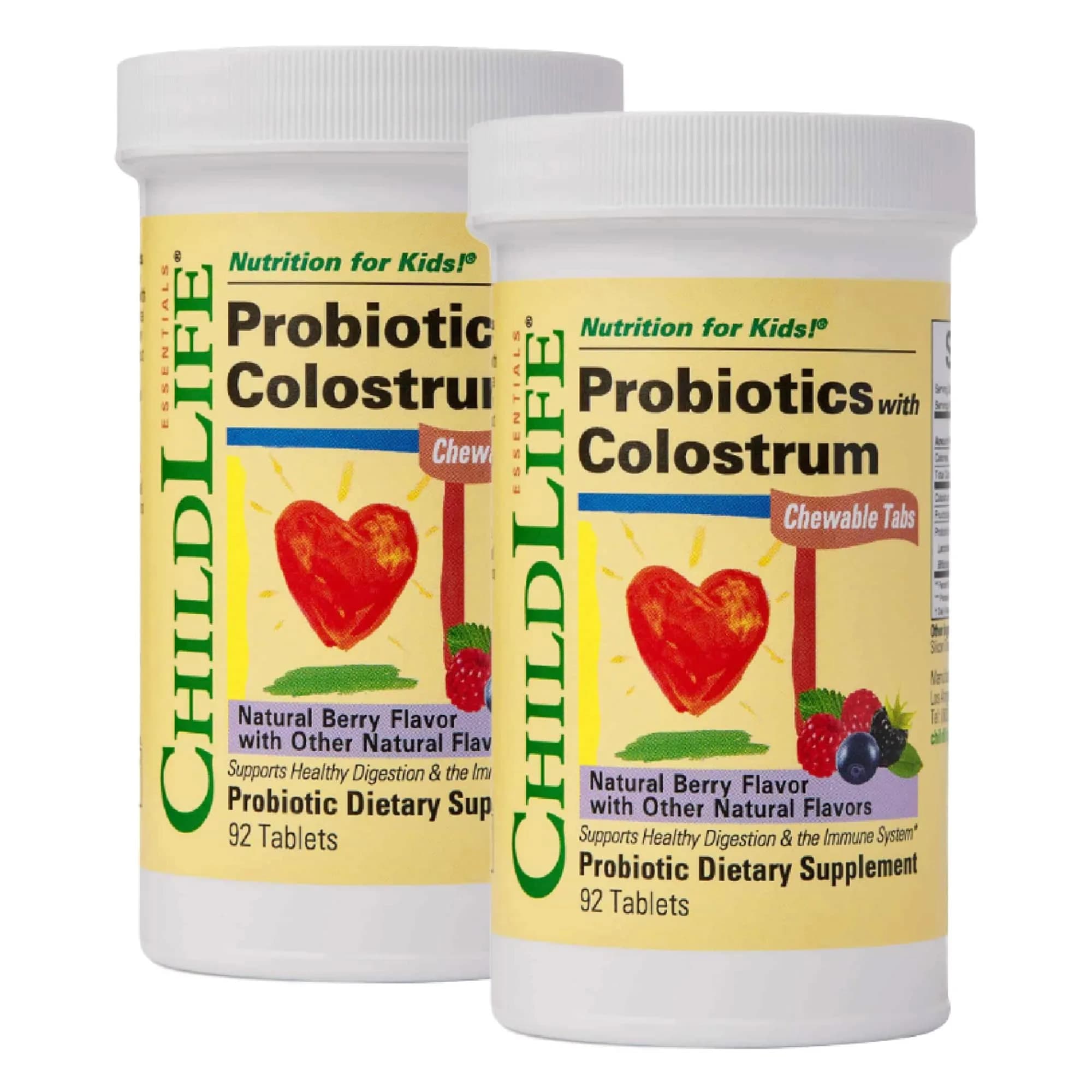 ChildLife Essentials ChildBiotics with Colostrum 92 Tablets | Supports Digestive & Immune Health