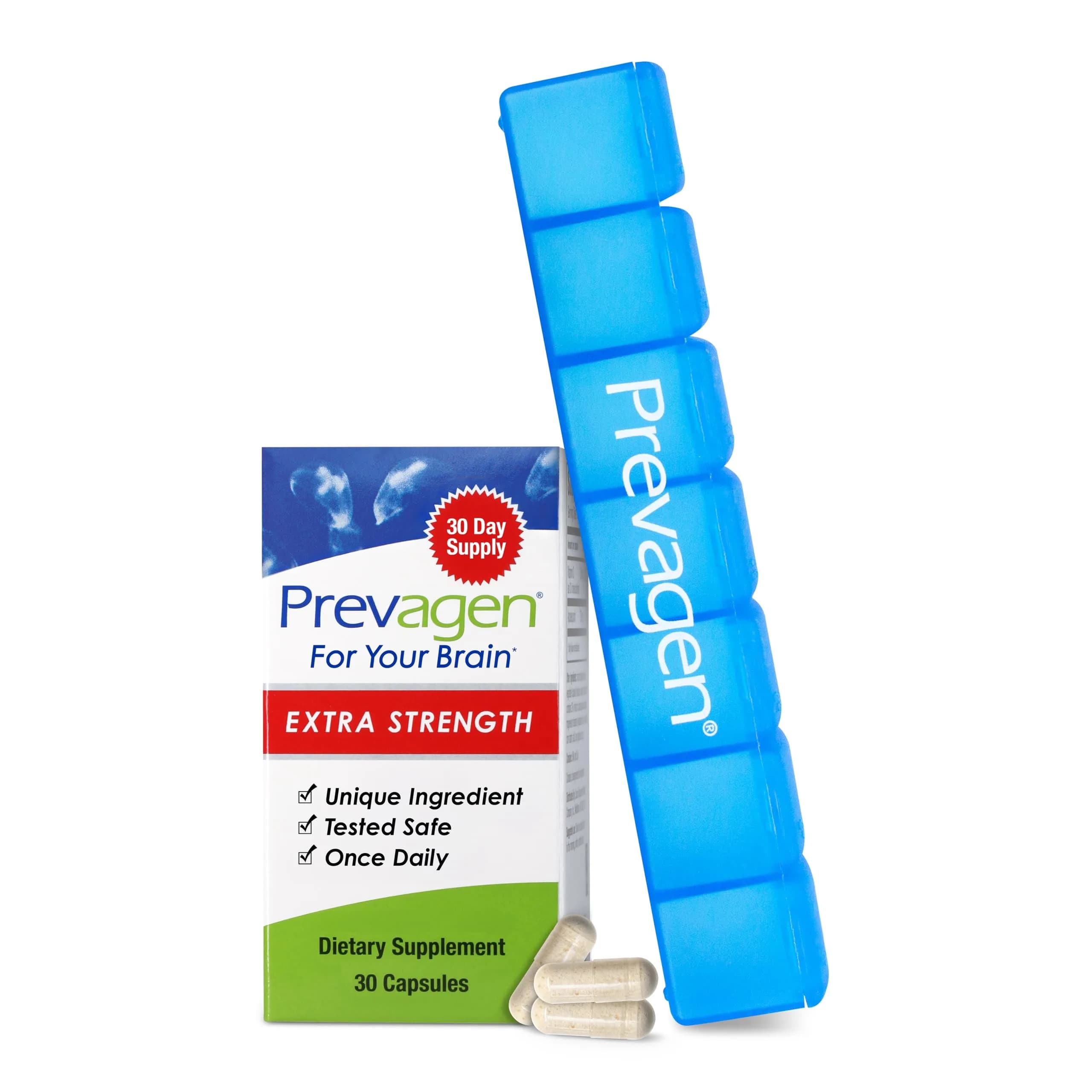 Prevagen Extra Strength with 7-Day Pill Minder | Brain Support Supplement, 30 Capsules