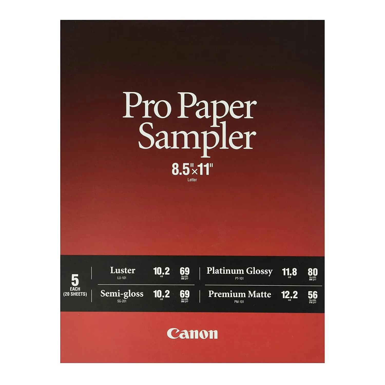 Canon Pro Paper Samples Pack 8657B012 | Professional Photo Paper Sampler 8.5 x 11" - main product image