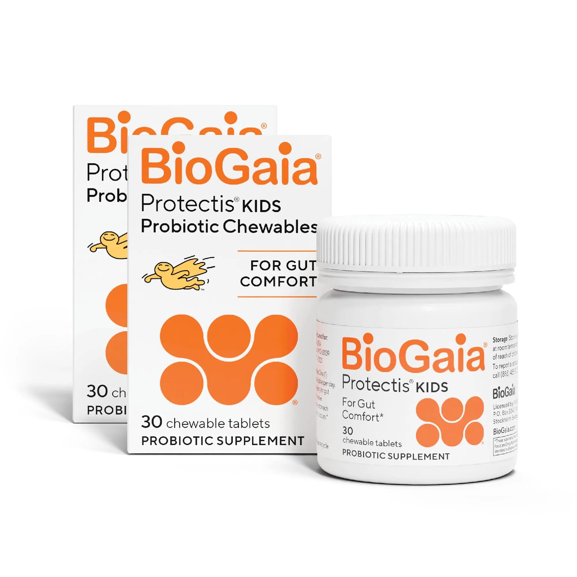 BioGaia Kids Probiotic | Ease Tummy Discomfort & Constipation | Lemon Lime Chewables for Kids