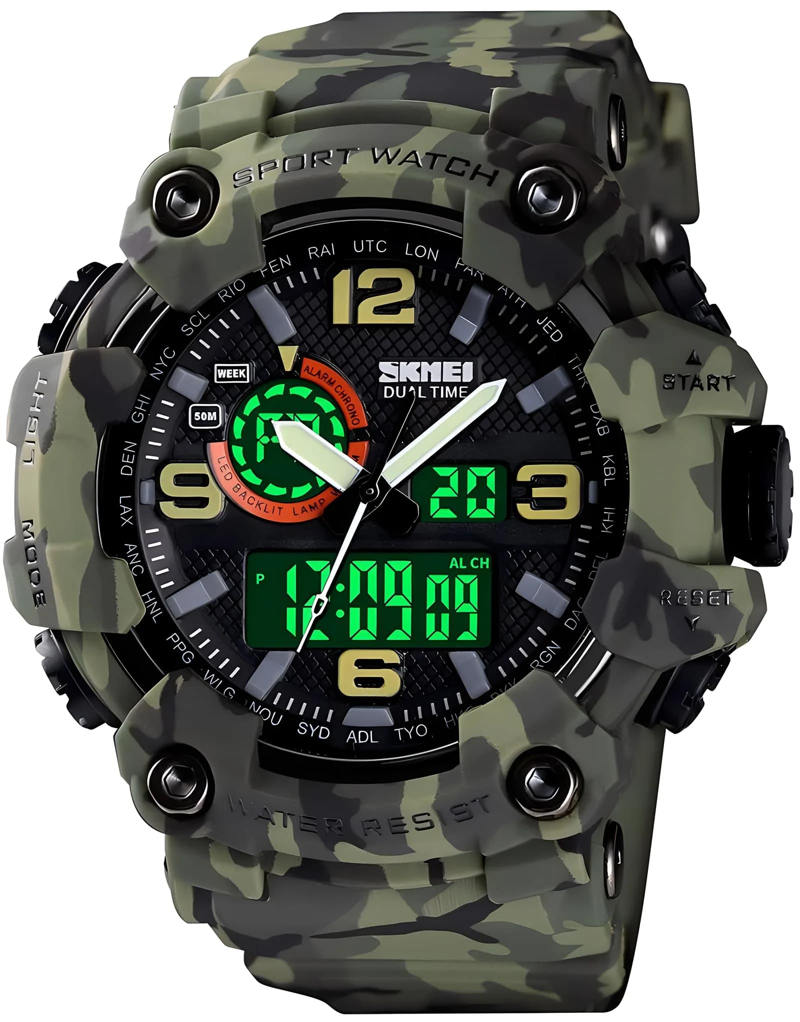 Gosasa Men's Large Face Outdoor Sports Watch 56mm (2.2in) | Dual Time Analog-Digital Display - main product image