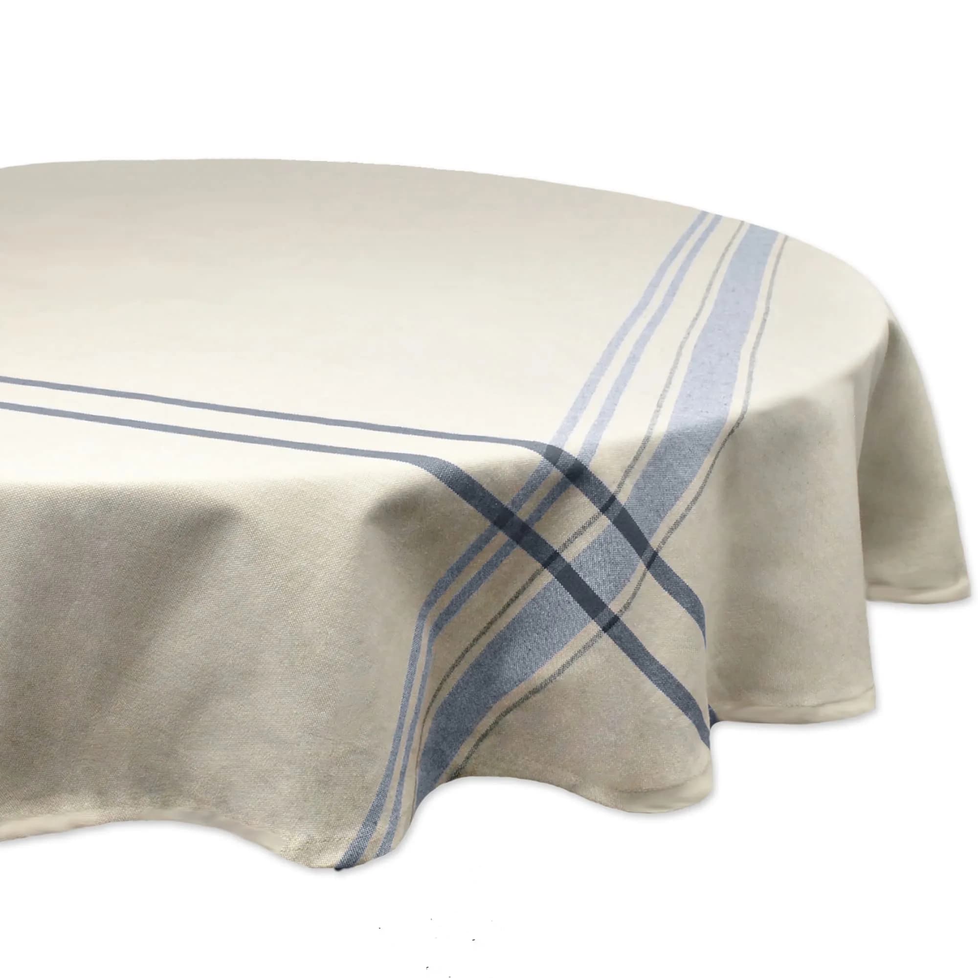 DII French Stripe Farmhouse Style Round Tablecloth 70" | Elegant Cotton Design for All Seasons - main product image