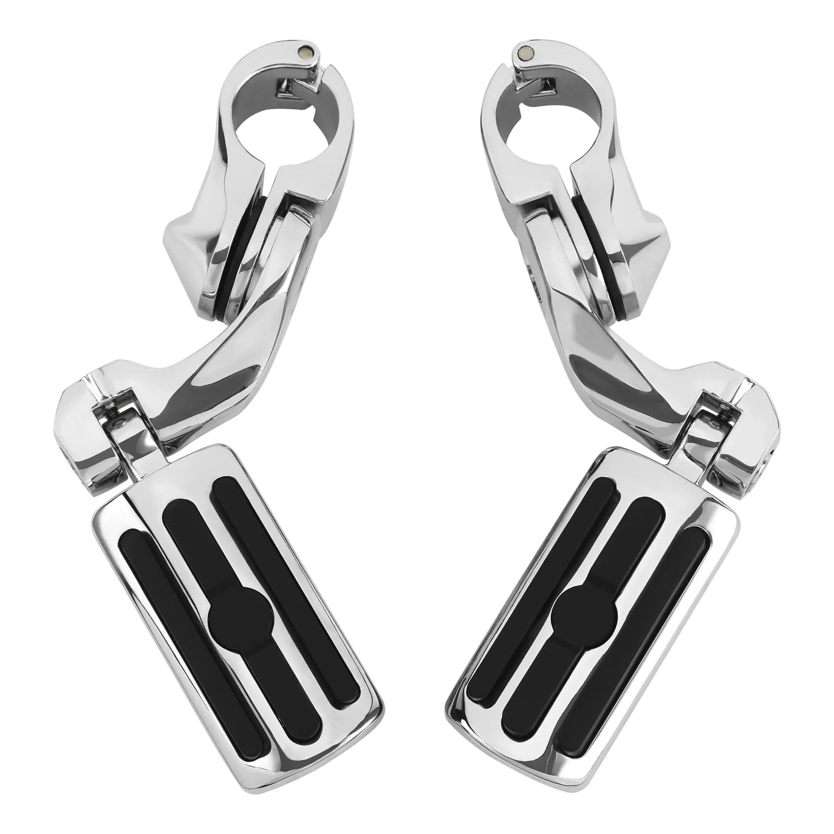 XFMT Motorcycle Highway Pegs 1.25" Short Angled Footrest for Harley Touring/Softail/Sportster/Dyna with 1 1/4" Engine Guard, Chrome - main product image