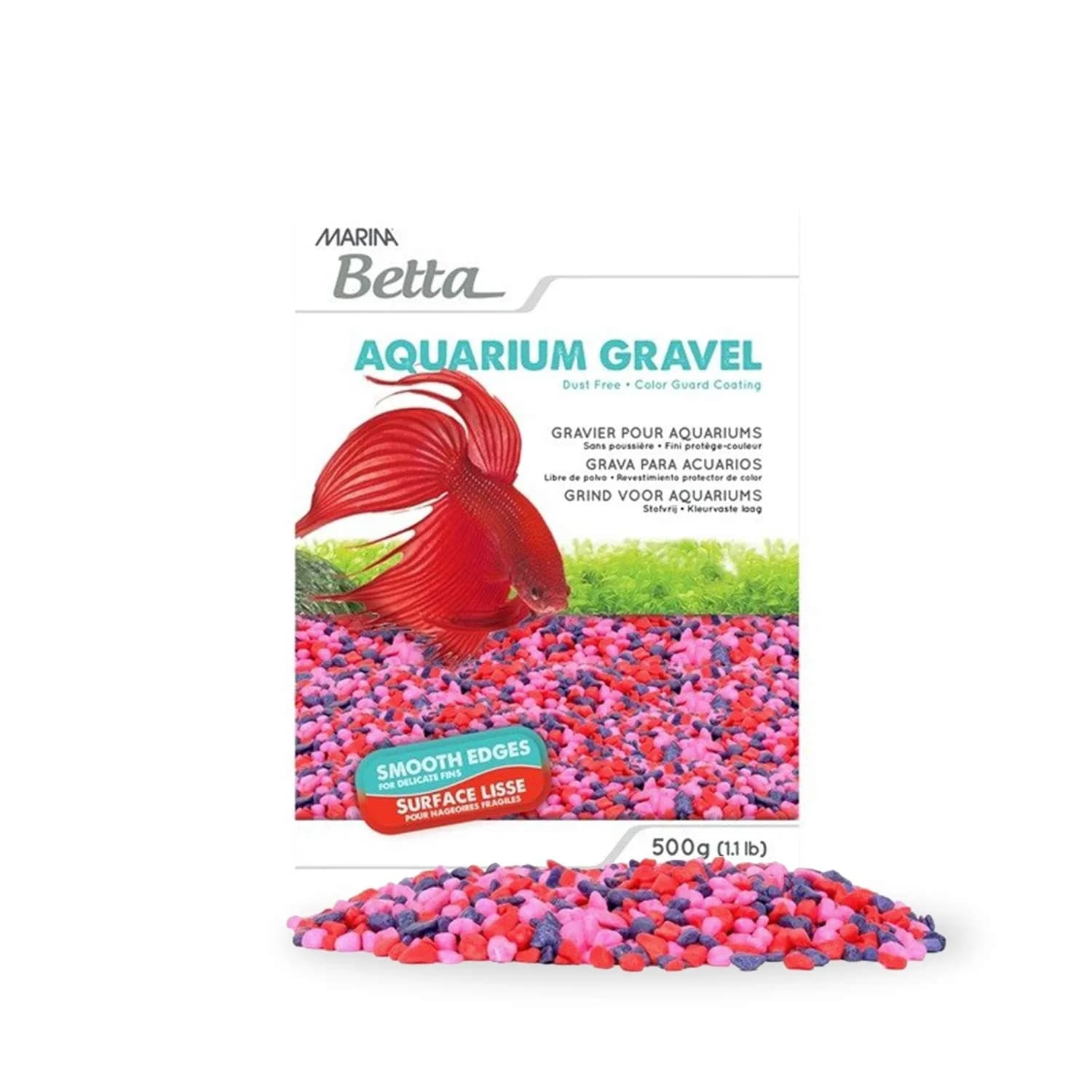 Marina Jellybean Decorative Gravel 1 lb (454 g) | Smooth Edges for Betta Fins - main product image