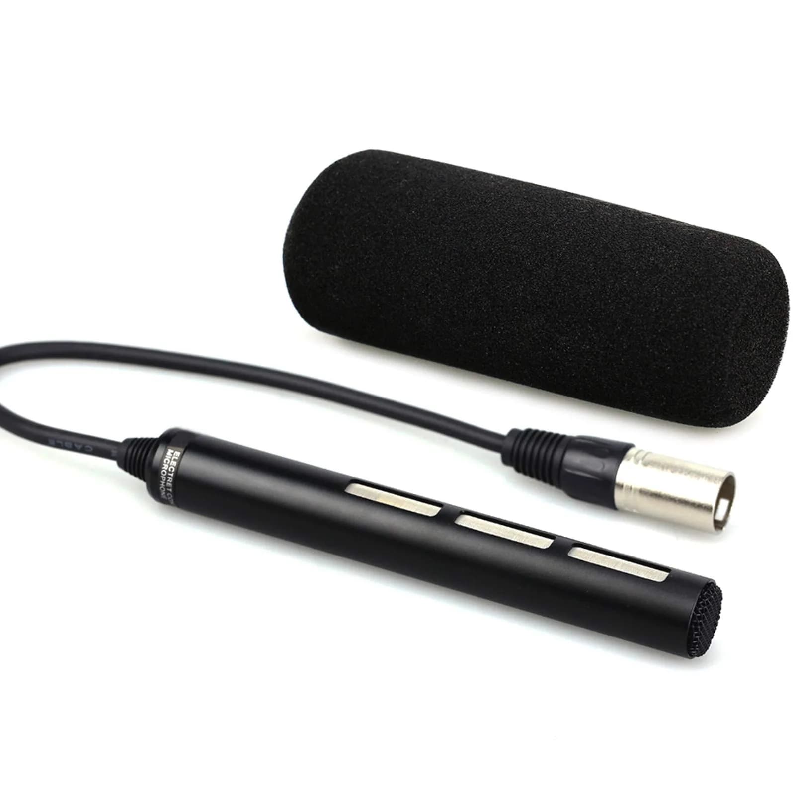 Kiorafoto Microphone for Camcorder & Camera | Directional XLR, Phantom Power, Wind Muff (22.5 in³, Black) - main product image